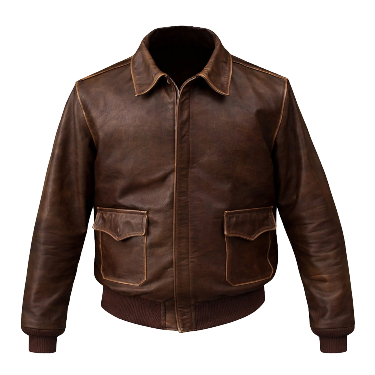 Men's Aviator A-2 Bomber Brown Leather Jacket