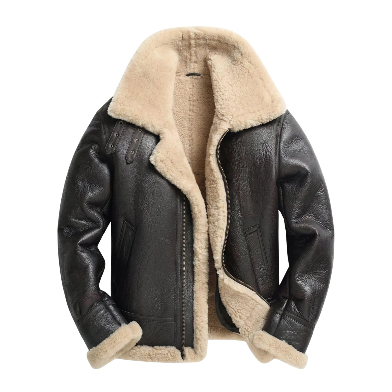 Men's Aviator RAF Aviator Design Black Shearling Jacket
