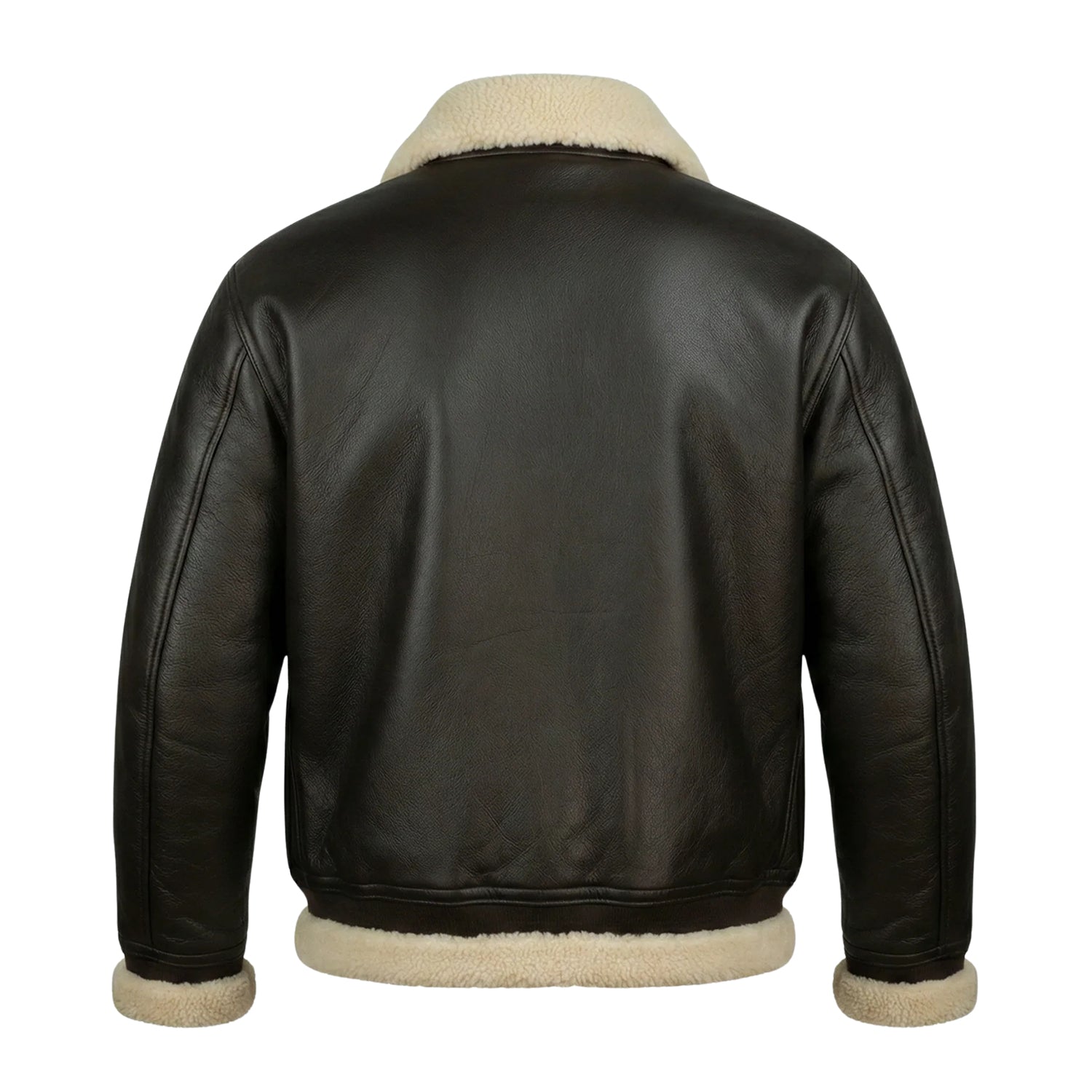 Men's B3 Flight Black Fur Black Shearling Jacket (Back)