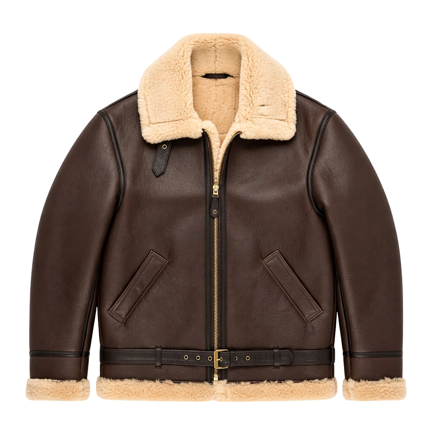 Men's B3 Flight Shearling Fur Lining Brown Leather Shearling Jacket