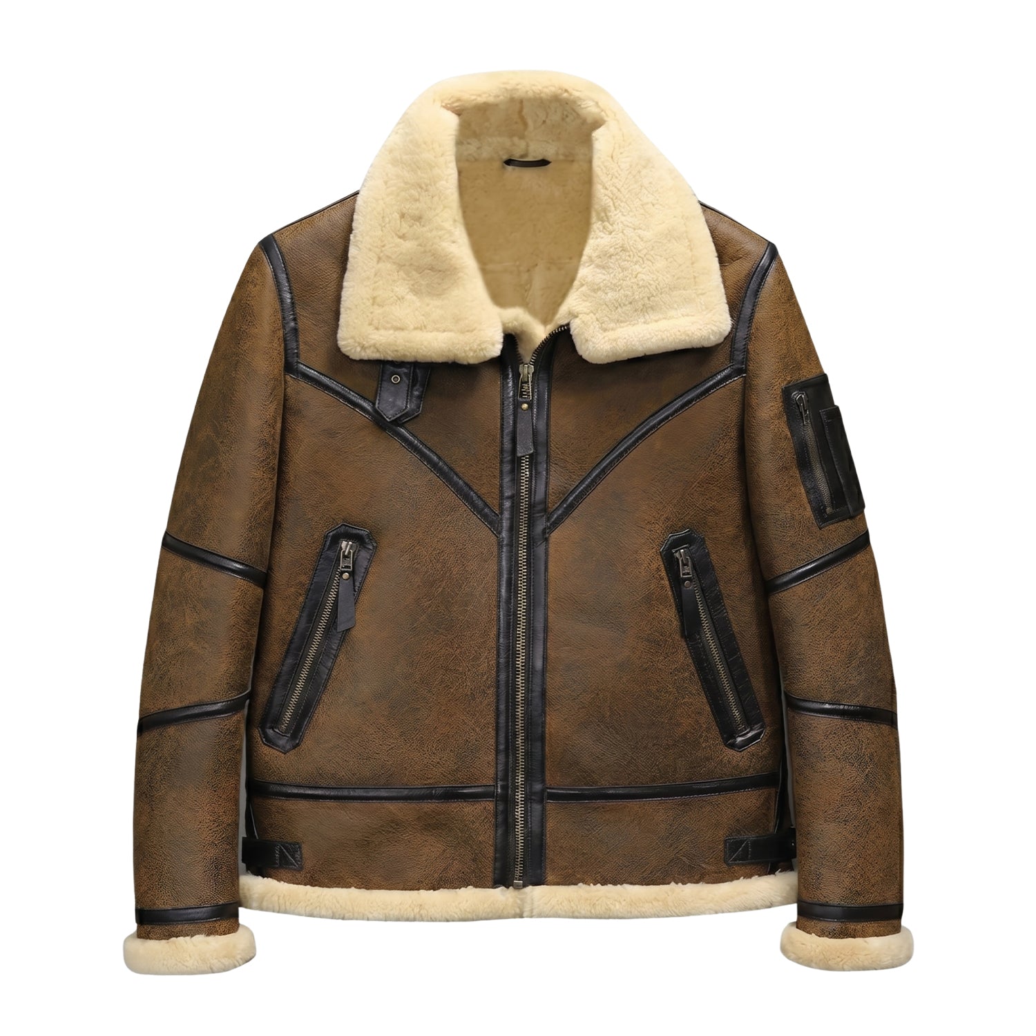 Men's B3 Flight Shearling Fur Lining Brown Shearling Jacket