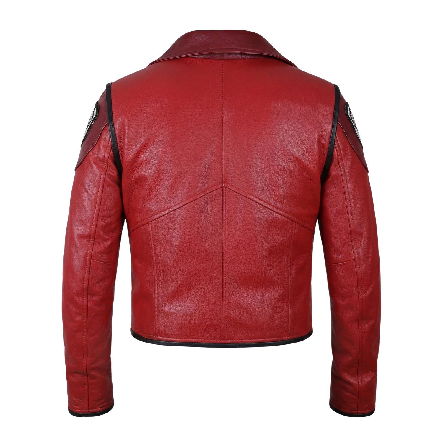 Men's Biker Cosplay Design Red Leather Jacket (Back)