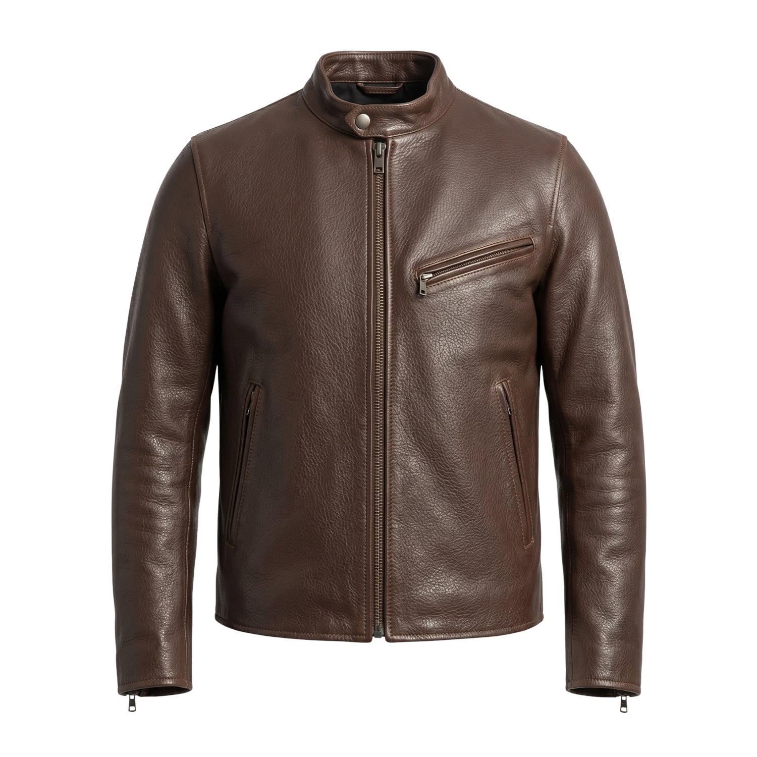 Men's Biker Distressed Vintage Brown Leather Jacket
