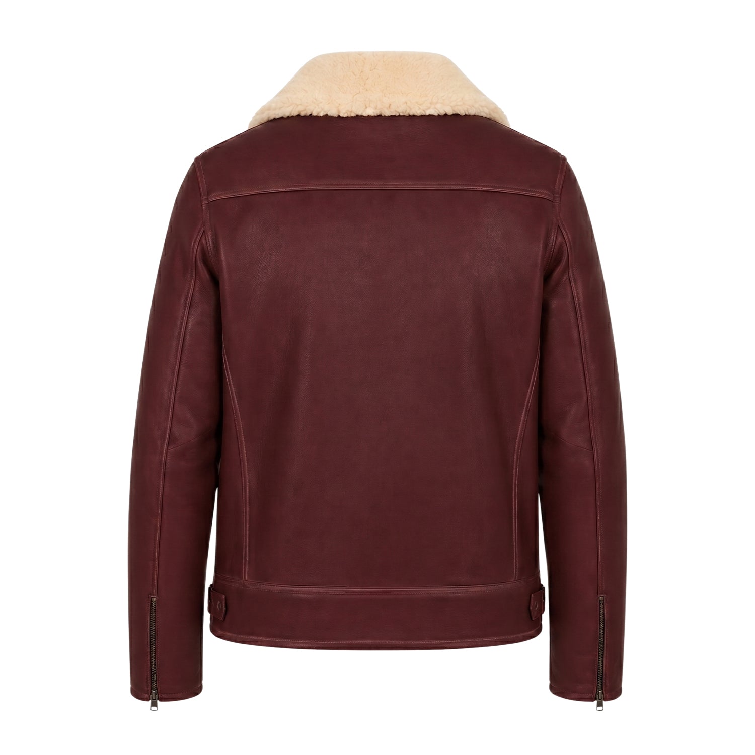 Men's Biker Shearling Lined Shearling Jacket (Back)
