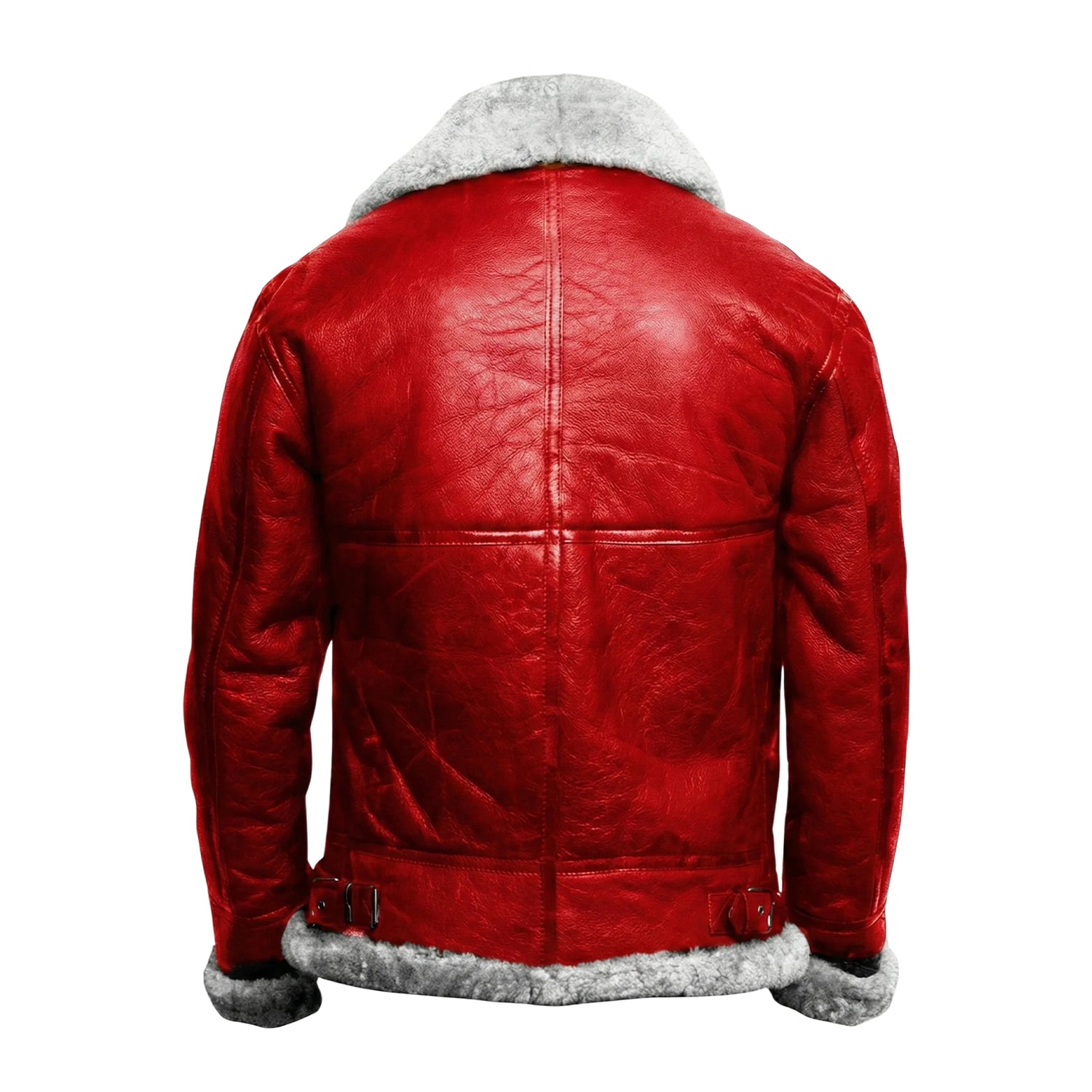 Men's Bomber Classic A2 Red Shearling Jacket (Back)