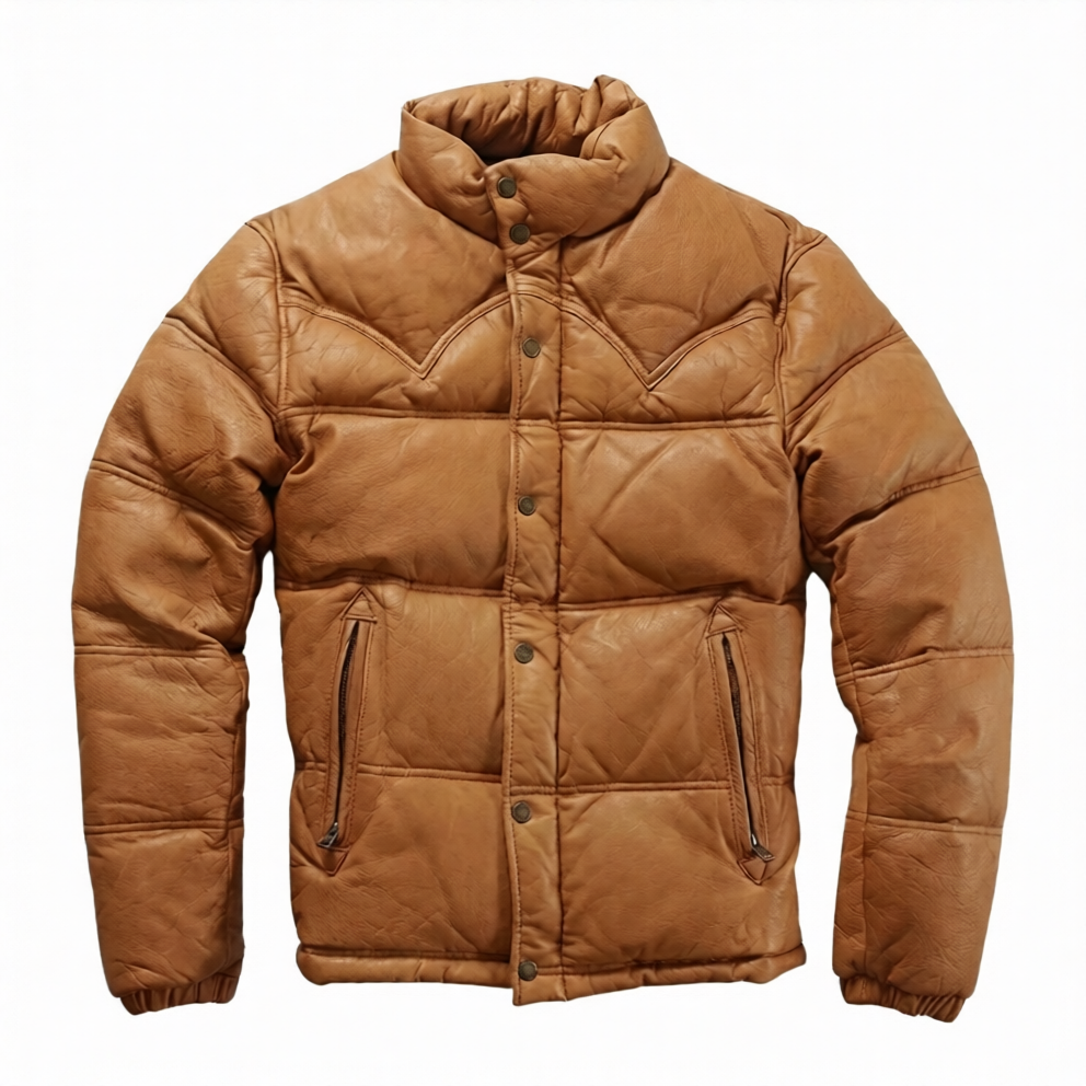 Men's Bomber Down-filled puffer Brown Puffer Jacket