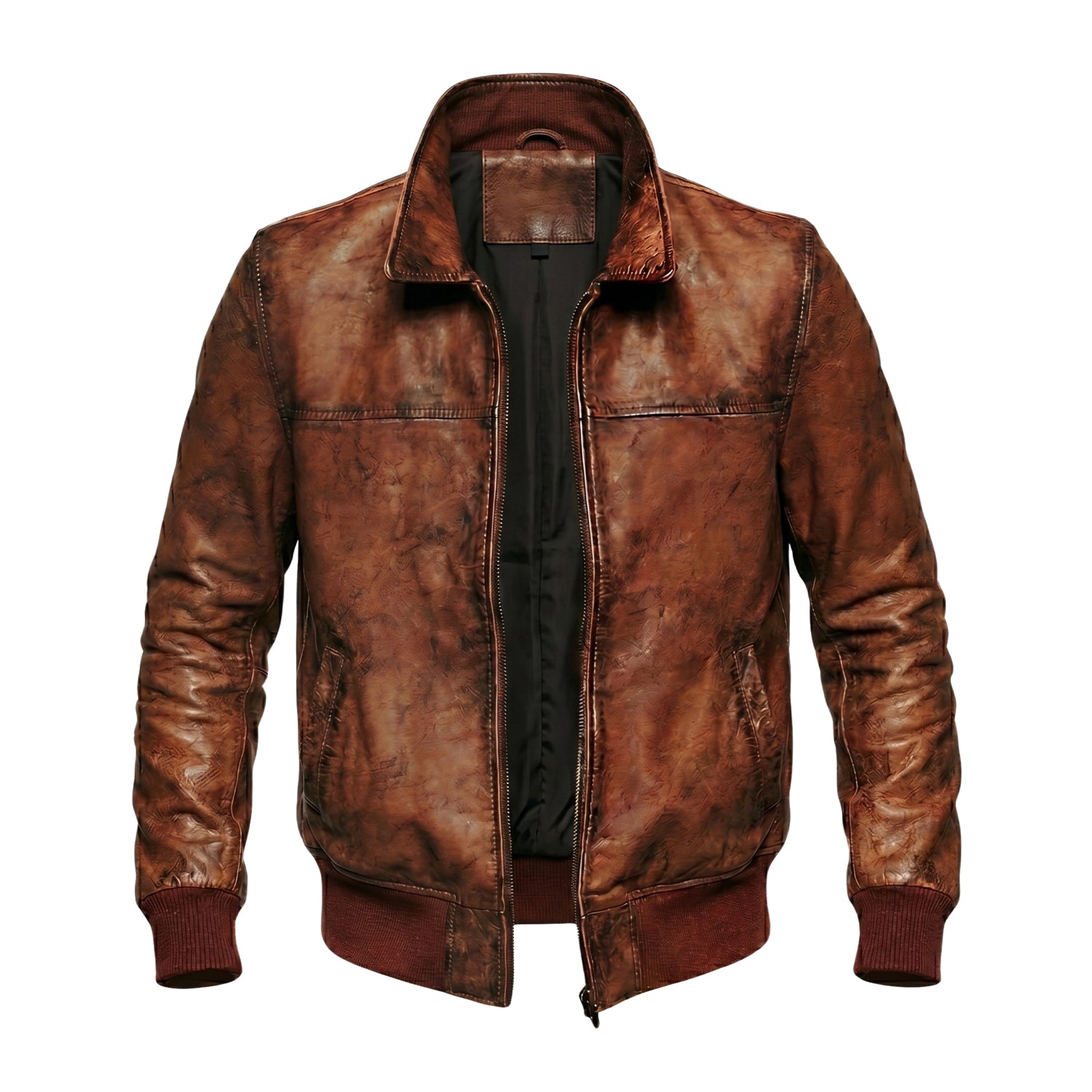 Men's Bomber Quilted Lining Brown Leather Jacket
