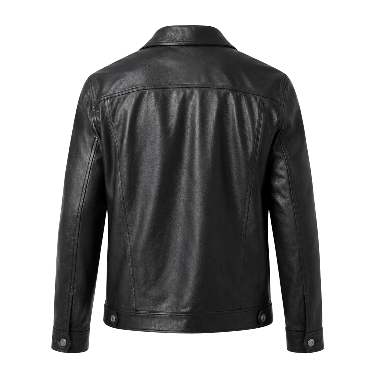 Men's Bomber Ribbed Cuffs Lambskin Leather Jacket (Back)