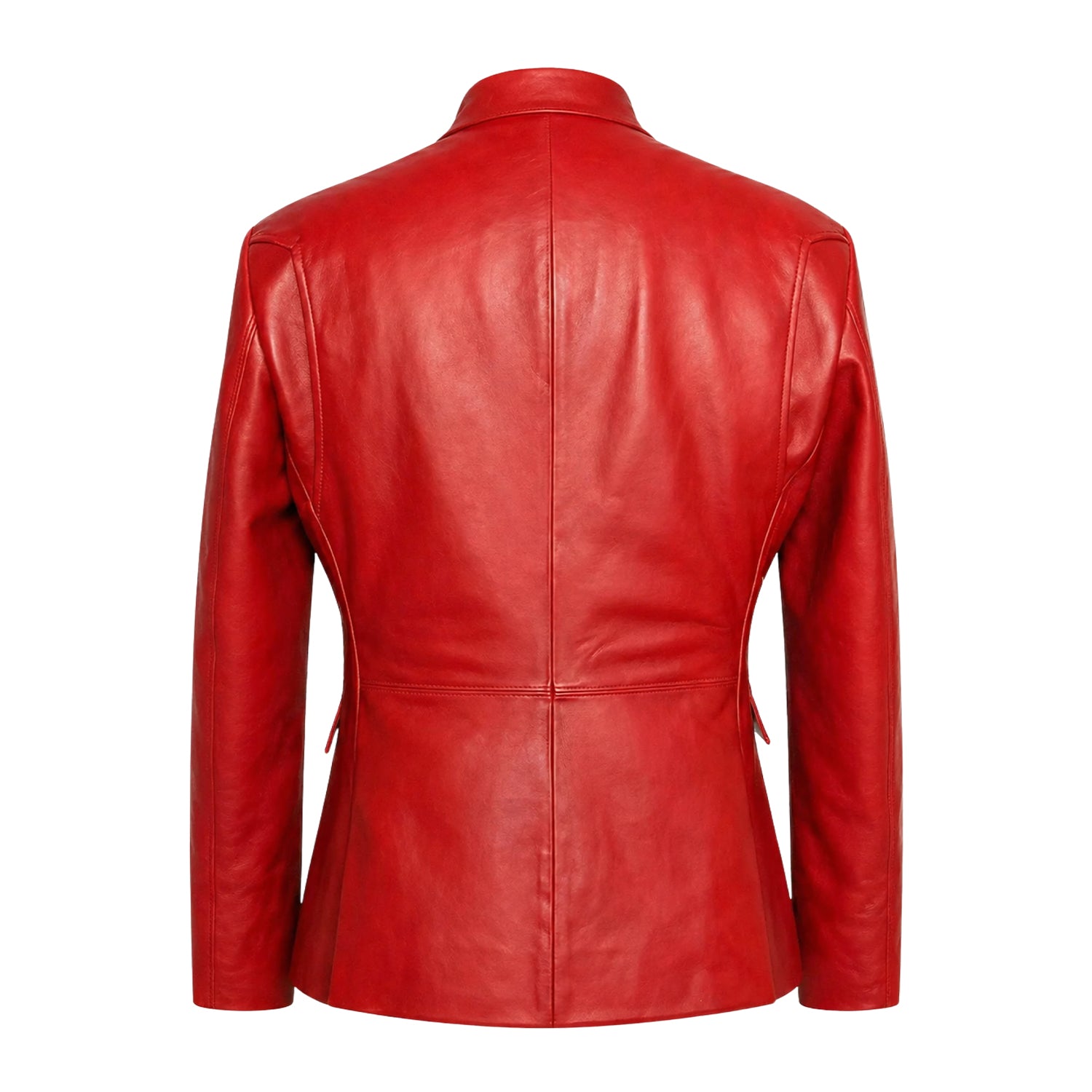 Men's Casual Handcrafted leather Red Leather Blazer (Back)