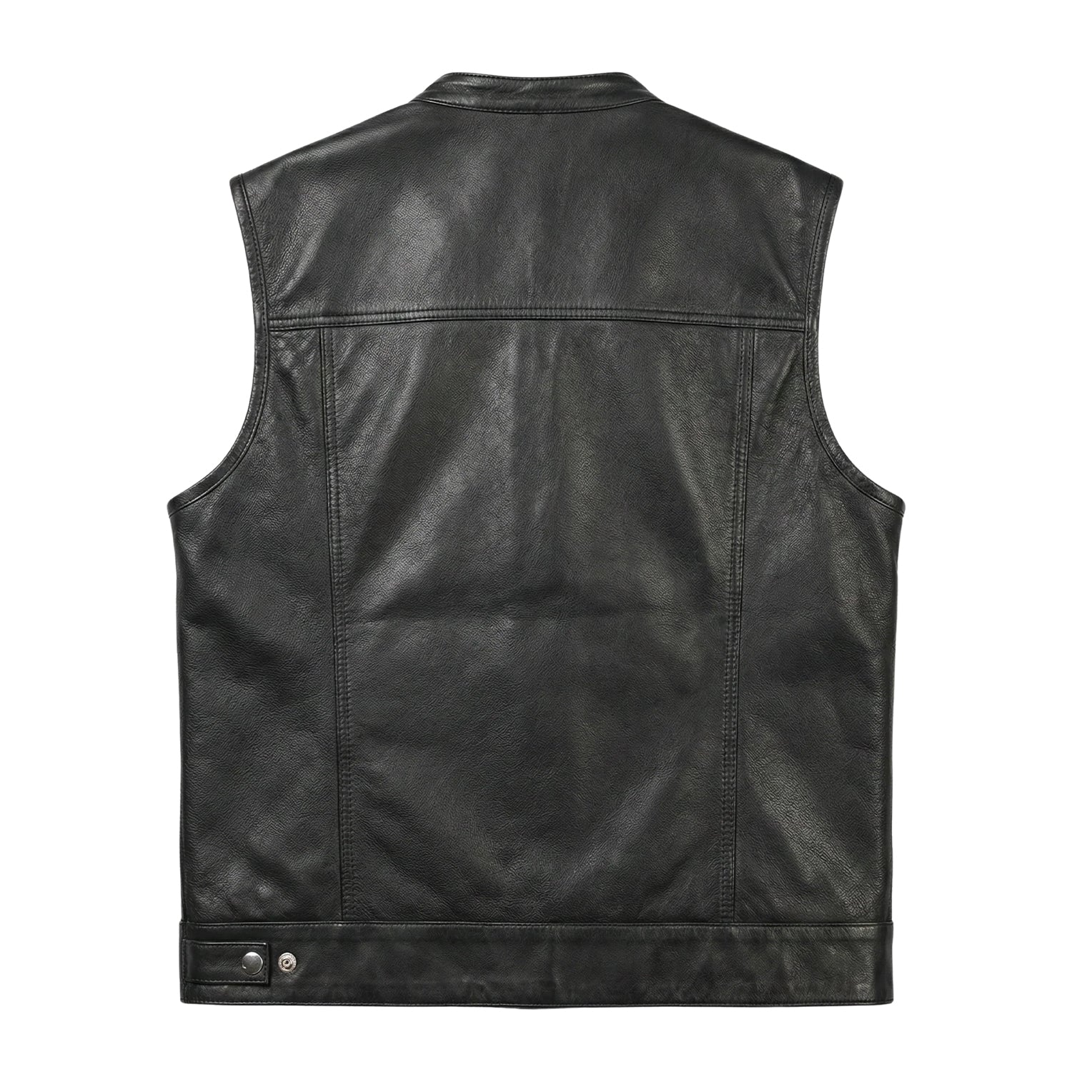Men's Classic Atlas Black Leather Vest (Back)