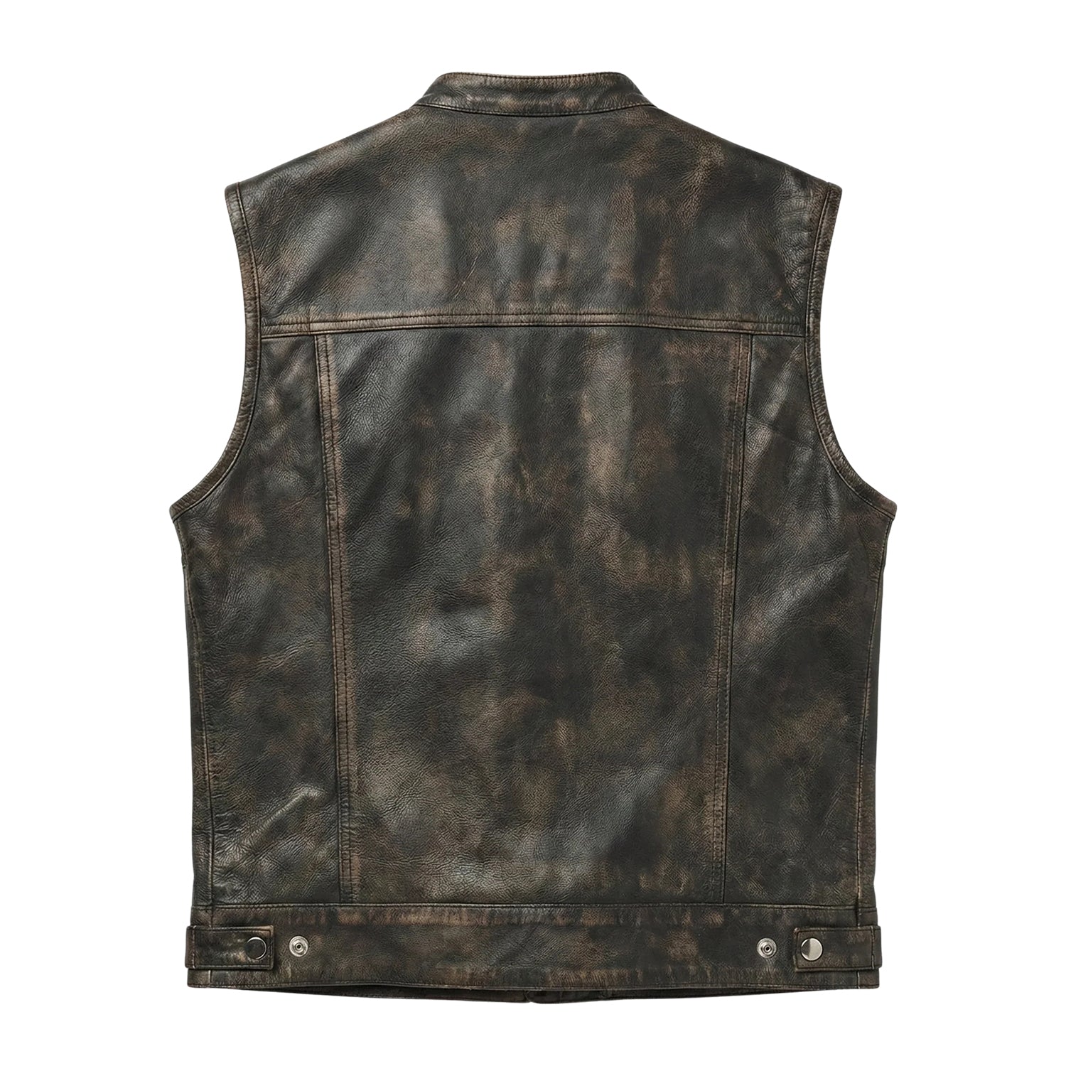Men's Classic Atlas Brown Leather Vest (Back)