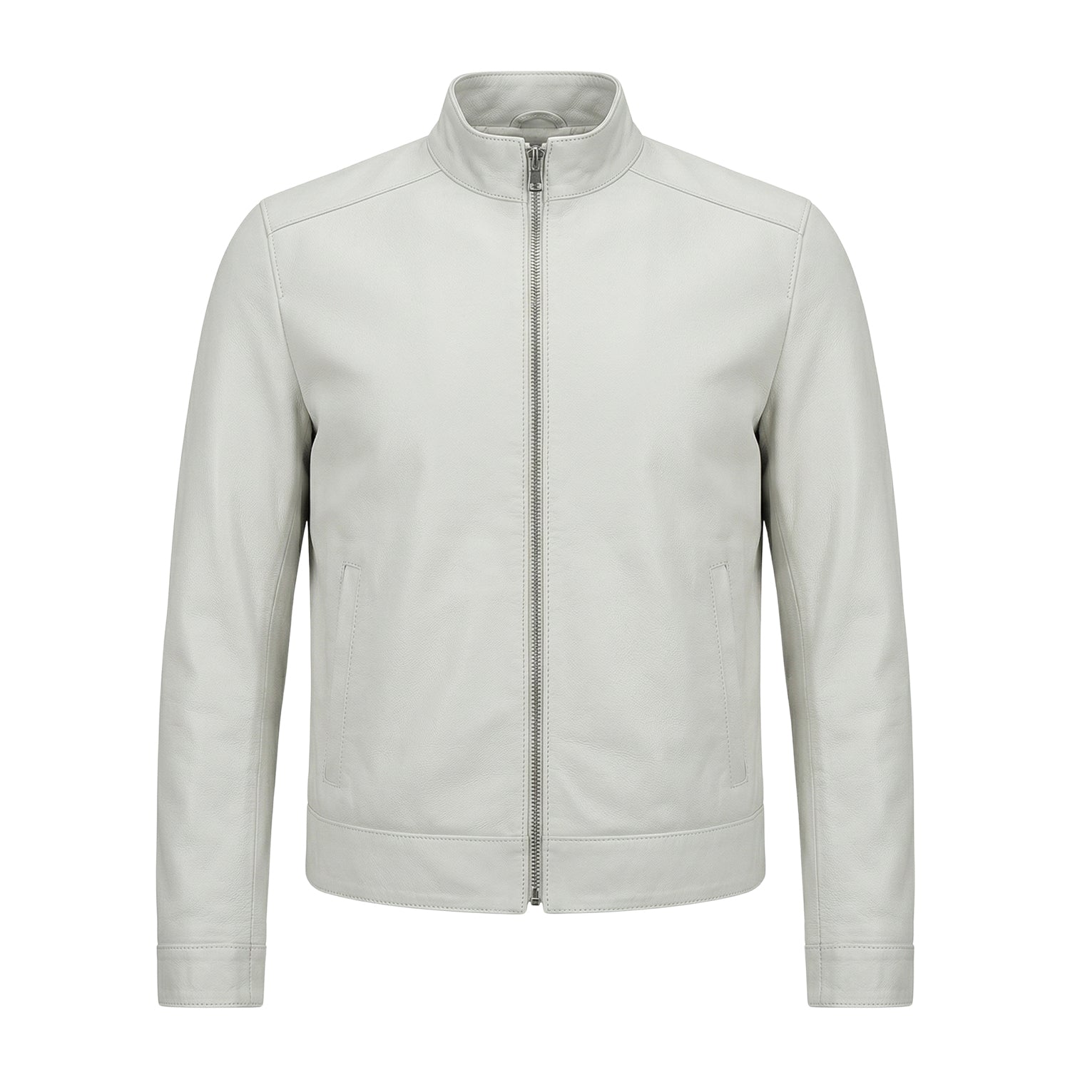 Men's Coat Lightweight Design White Leather Jacket