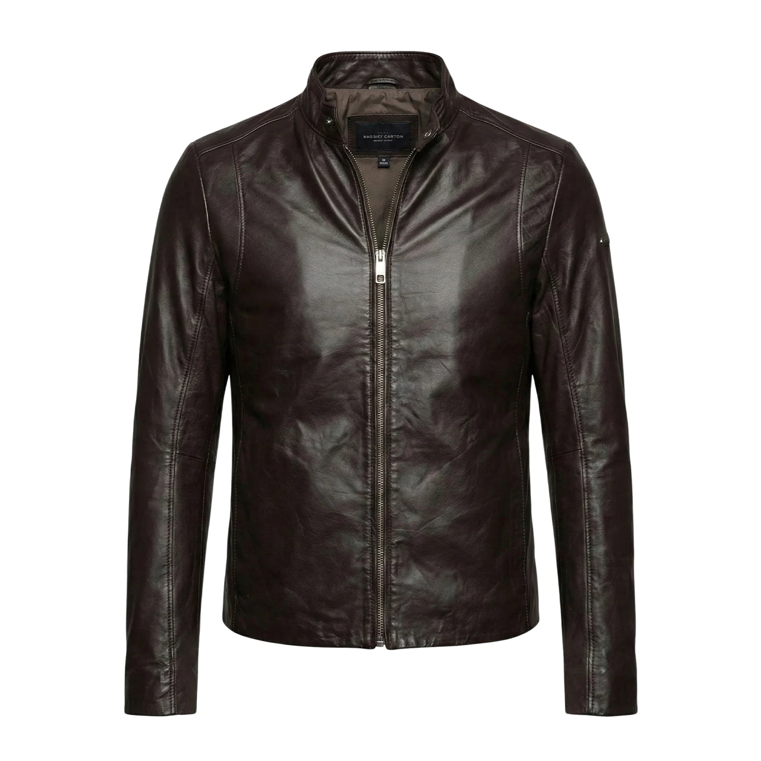 Men's Coat Minimalist Design Dark Brown Leather Jacket