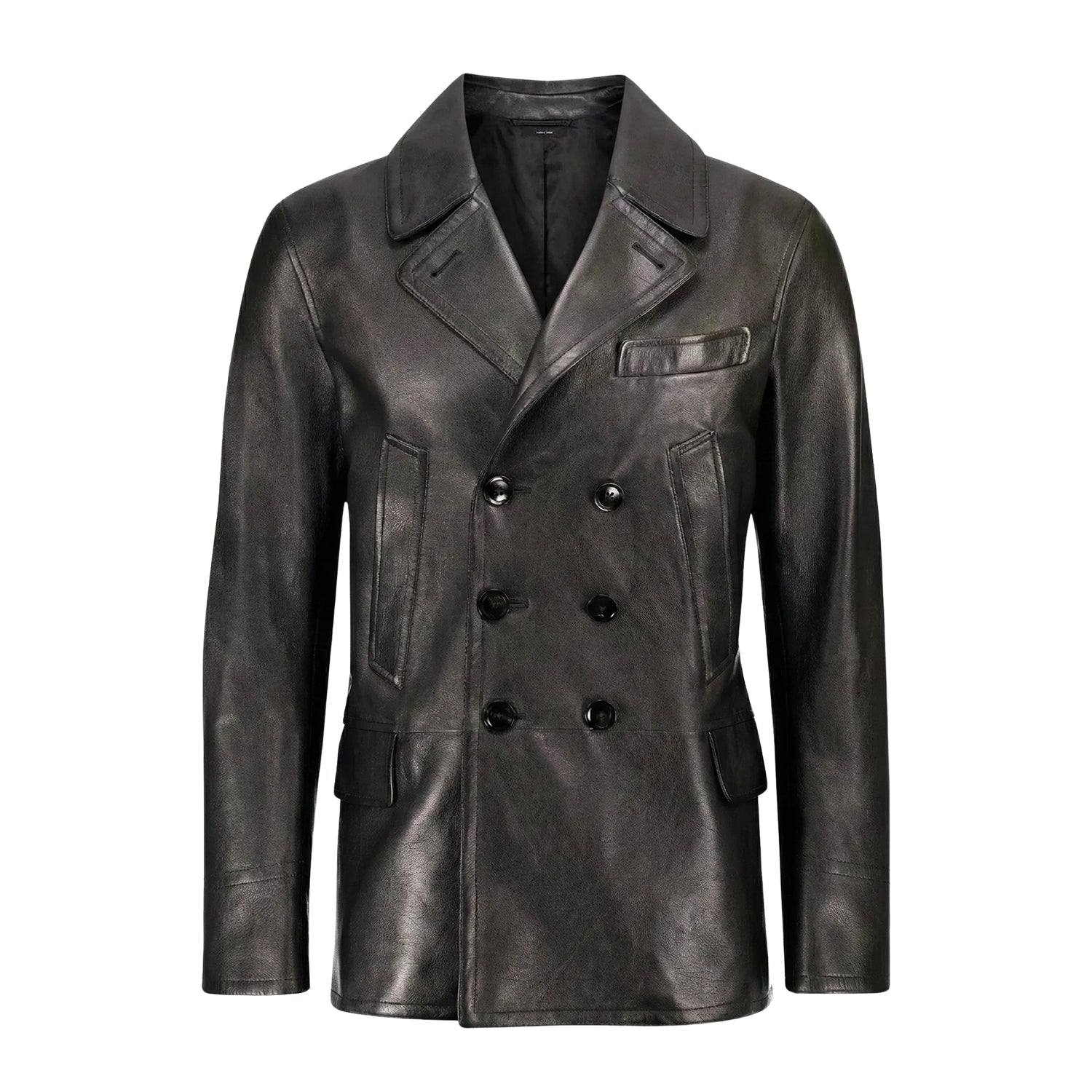 Men's Double Breasted Tailored Fit Black Trench Coat