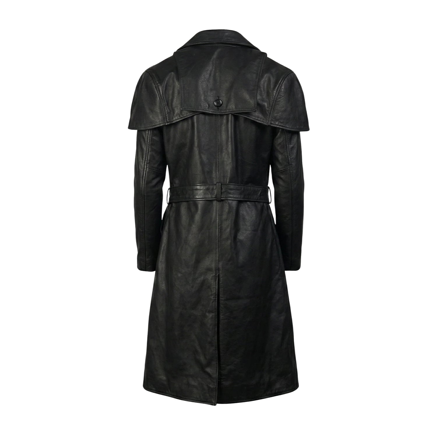 Men's Duster Classic Trench Styling Black Trench Coat (Back)