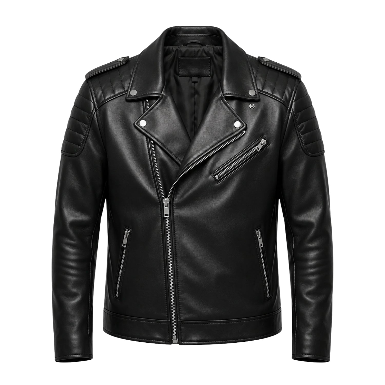Men's Moto Lightweight Design Black Leather Jacket