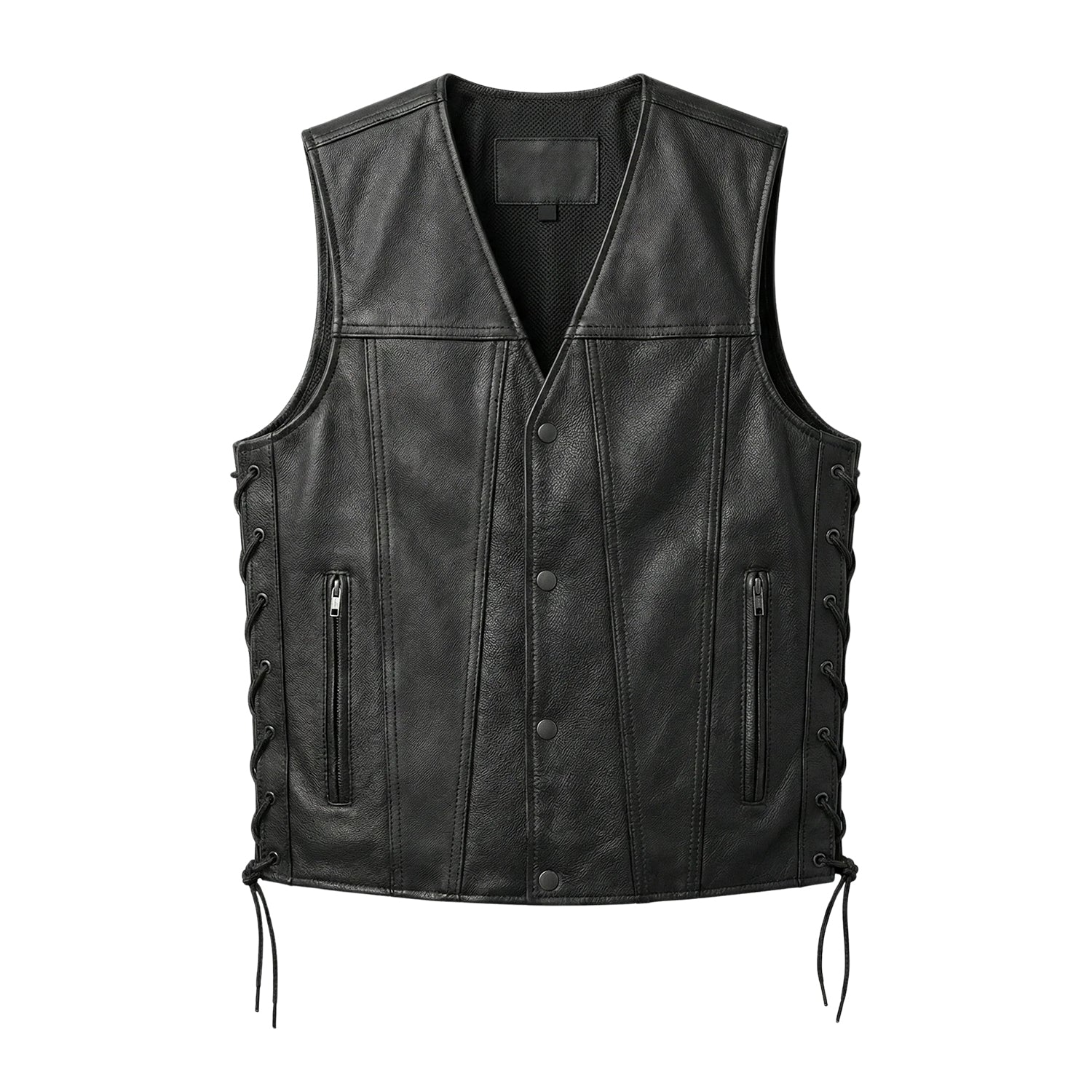 Men's Motorcycle Gambler Black Leather Vest