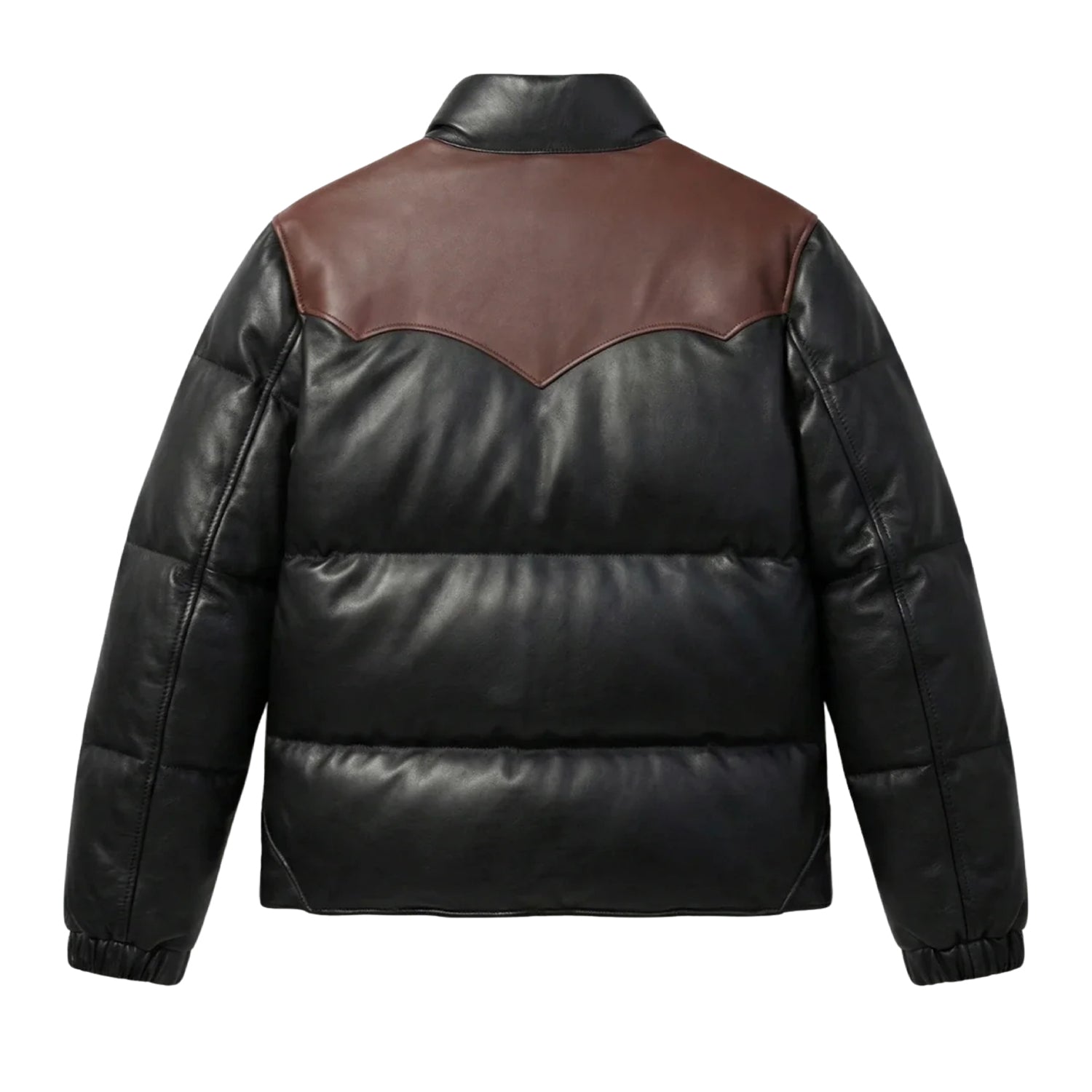 Men's Quilted 70s Style Black Puffer Jacket (Back)