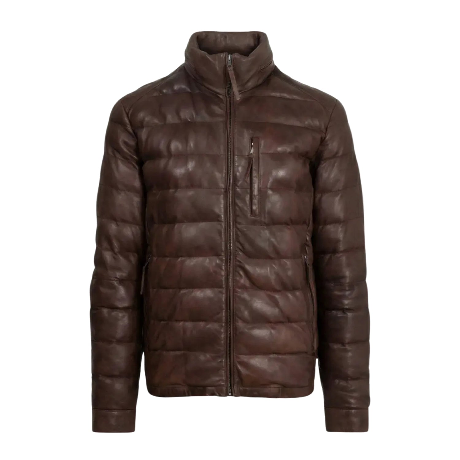 Men's Quilted Handmade Vintage Dark Brown Puffer Jacket