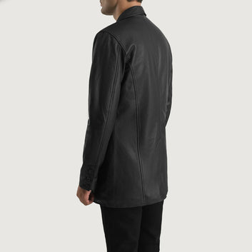 Men Ray Cutler Black Leather Blazer