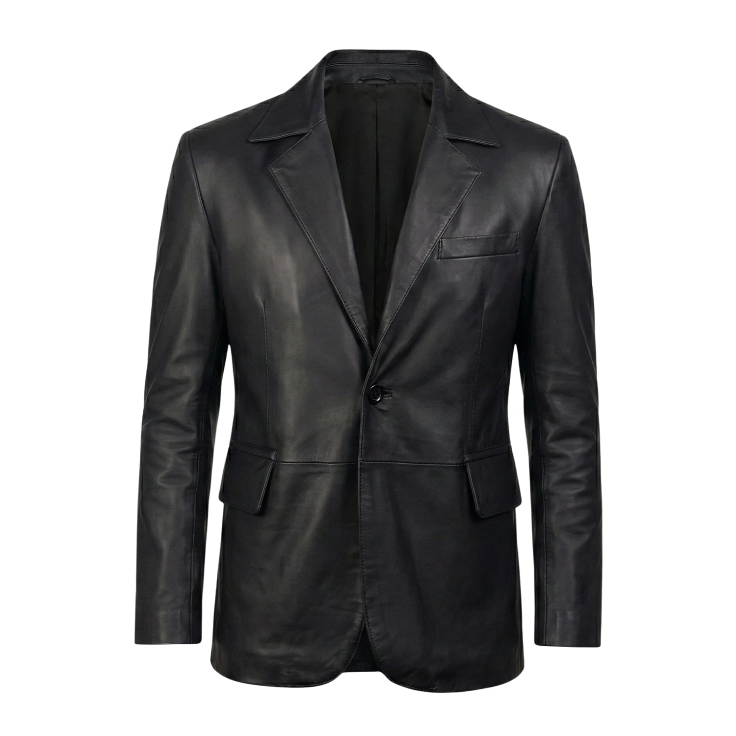 Men's Slim Fit Daron Black Leather Blazer