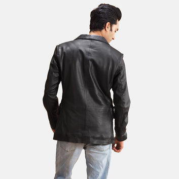 Men Alyson Black Leather Blazer