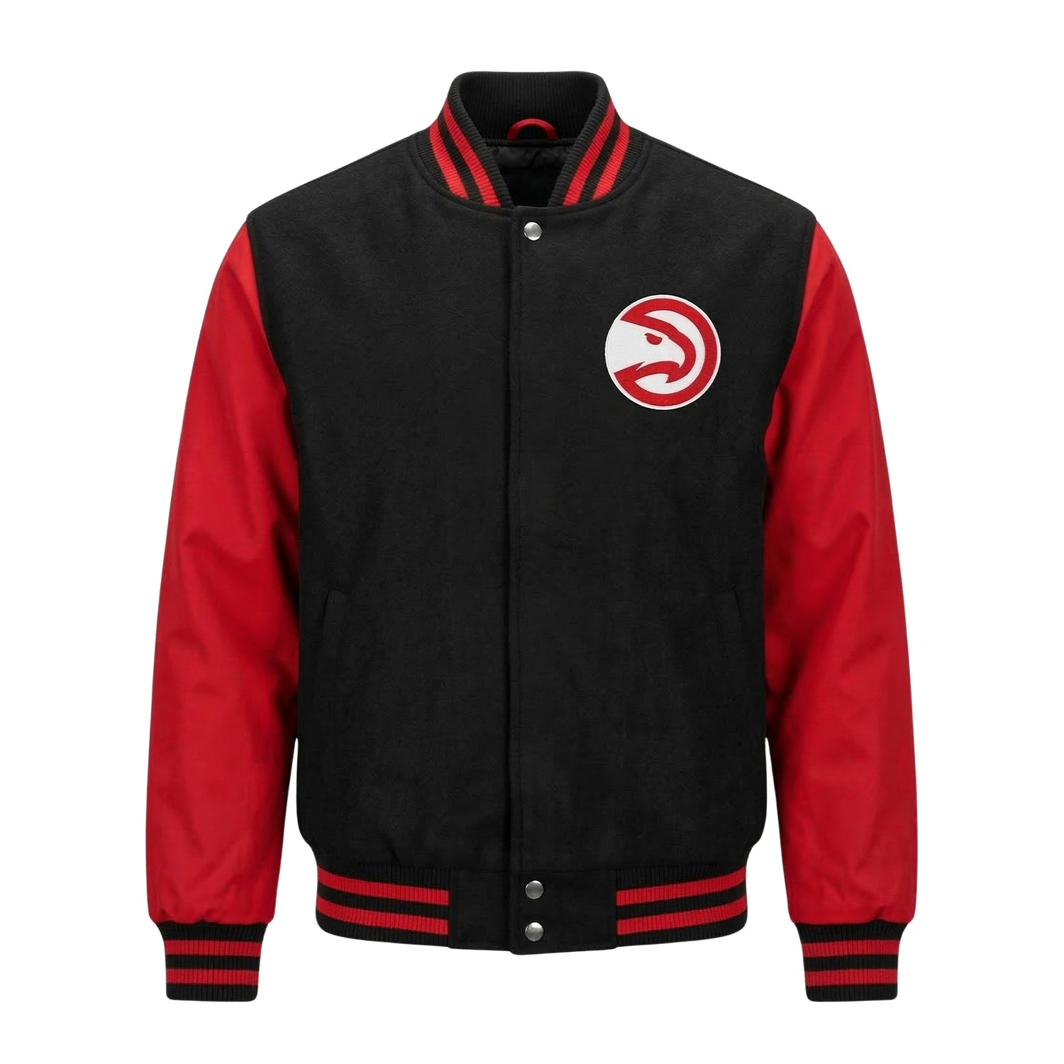 NBA Men's Atlanta Hawks Black & Red Varsity Jacket