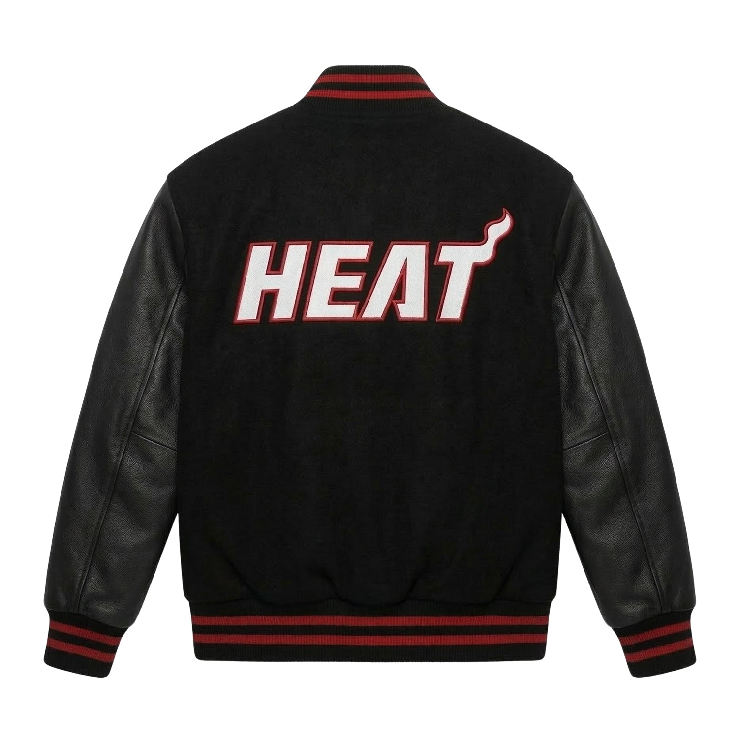 NBA Men's Miami Heat Black Leather Varsity Jacket (Back)