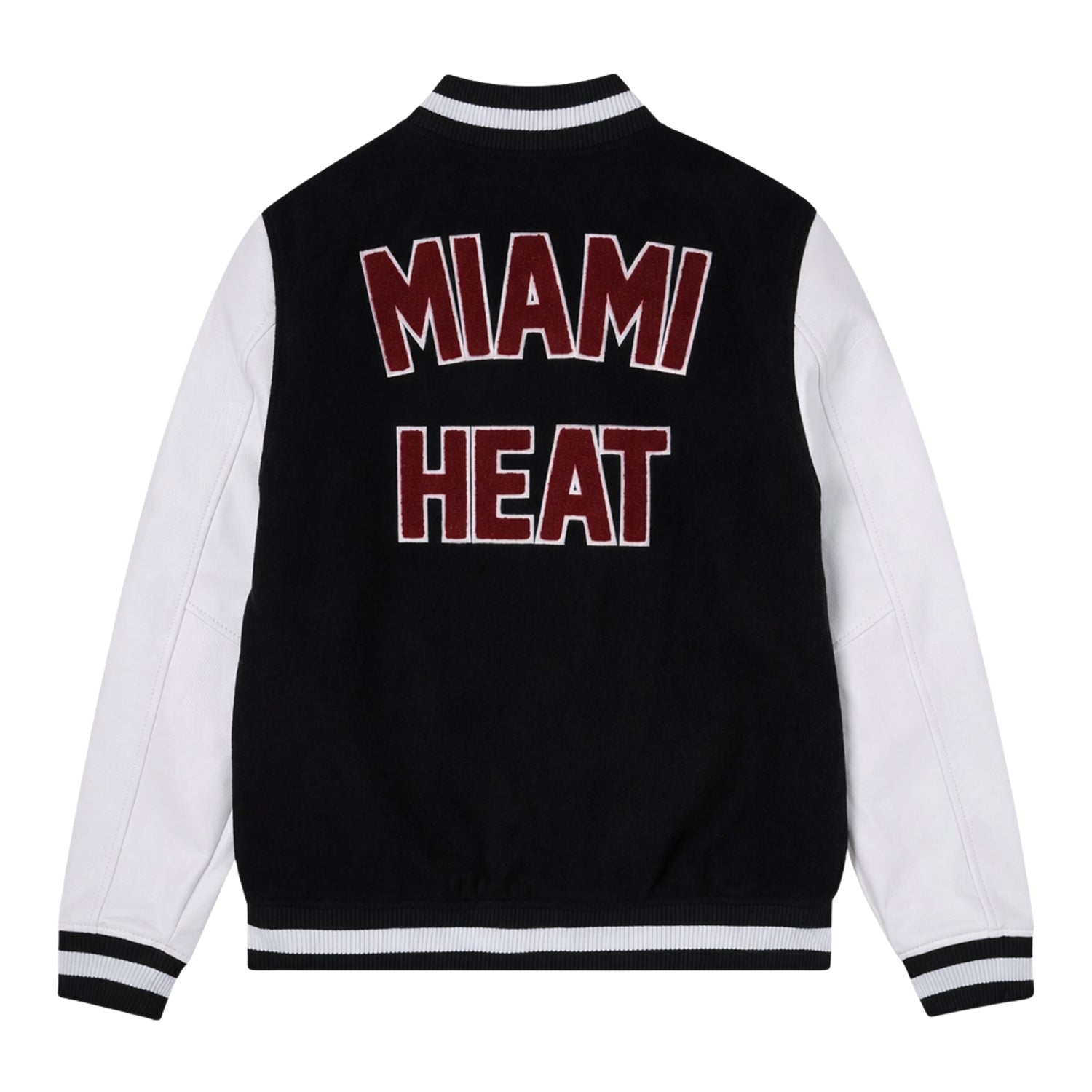 NBA Men's Miami Heat Varsity Black White Jacket (Back)