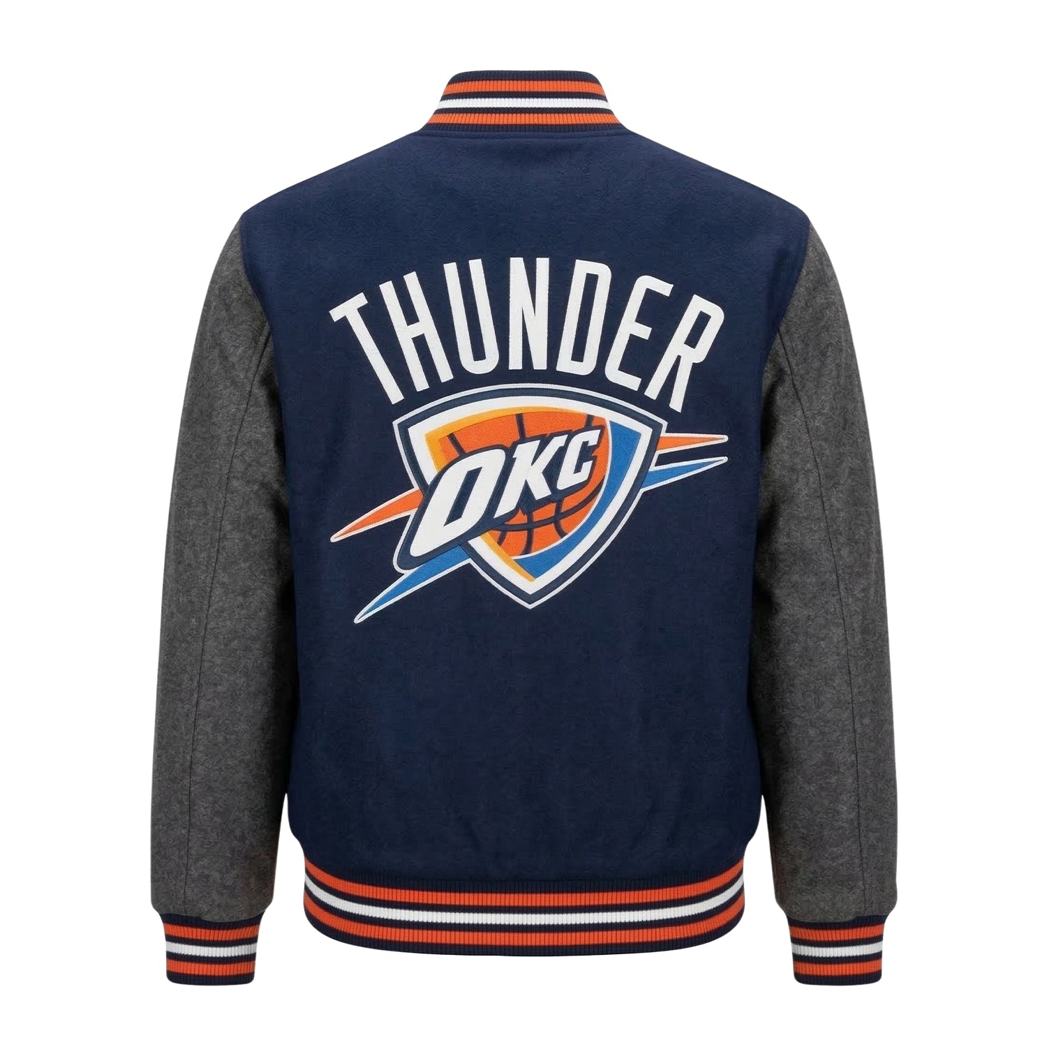 NBA Men's Oklahoma City Thunder Two Tone Varsity Jacket (Back)