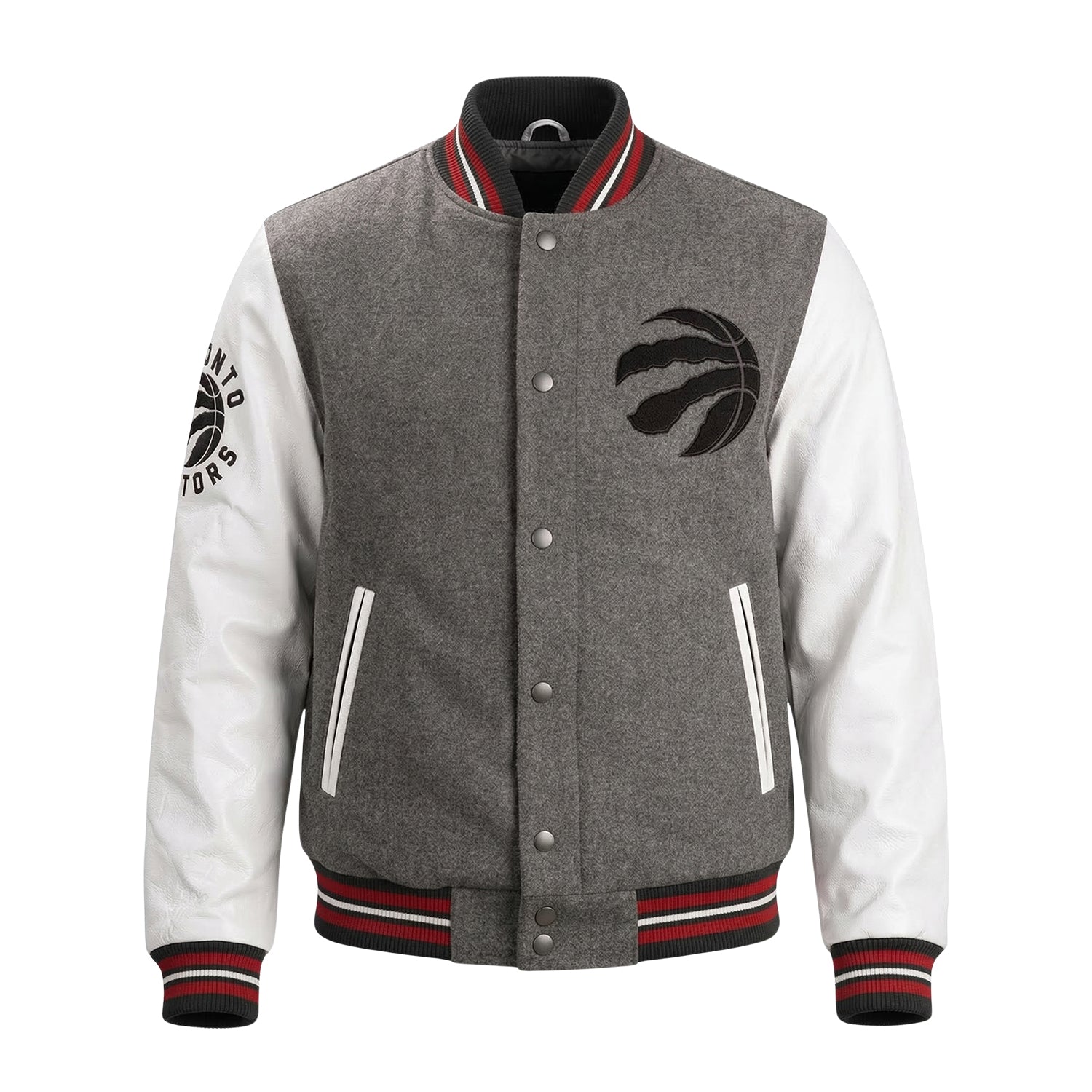 NBA Men's Toronto Raptors Gray & White Varsity Jacket