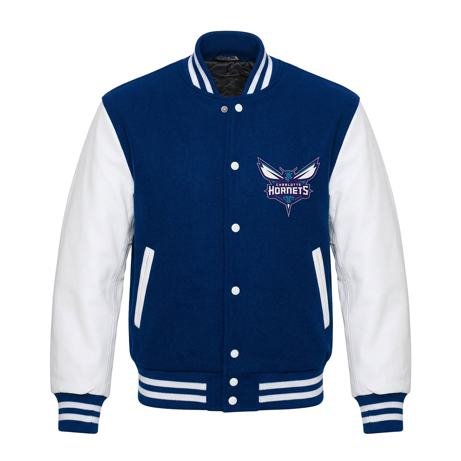 NBA Women's Charlotte Hornets Blue and White Varsity Jacket