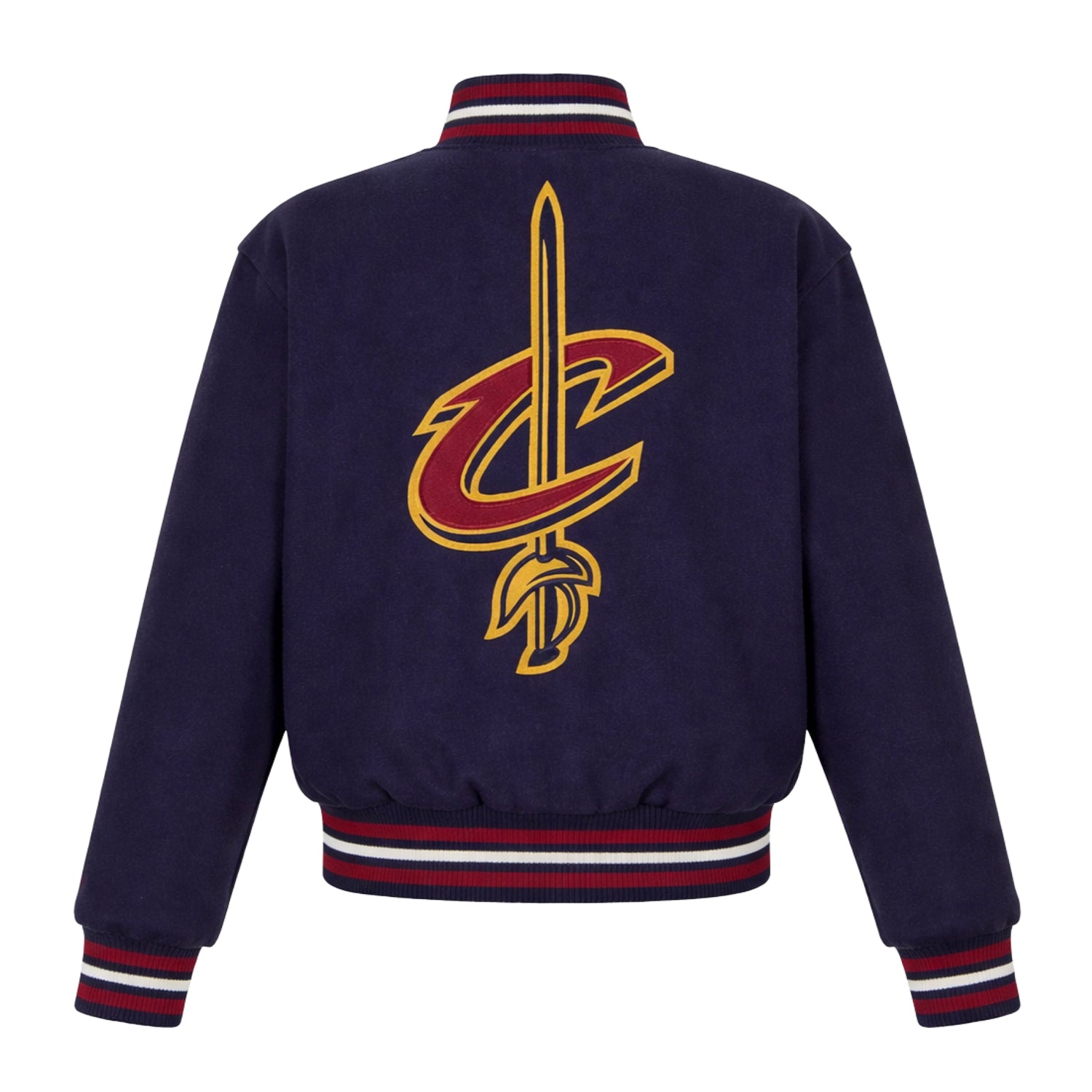 NBA Women's Cleveland Cavaliers Navy Blue Varsity Jacket (Back)
