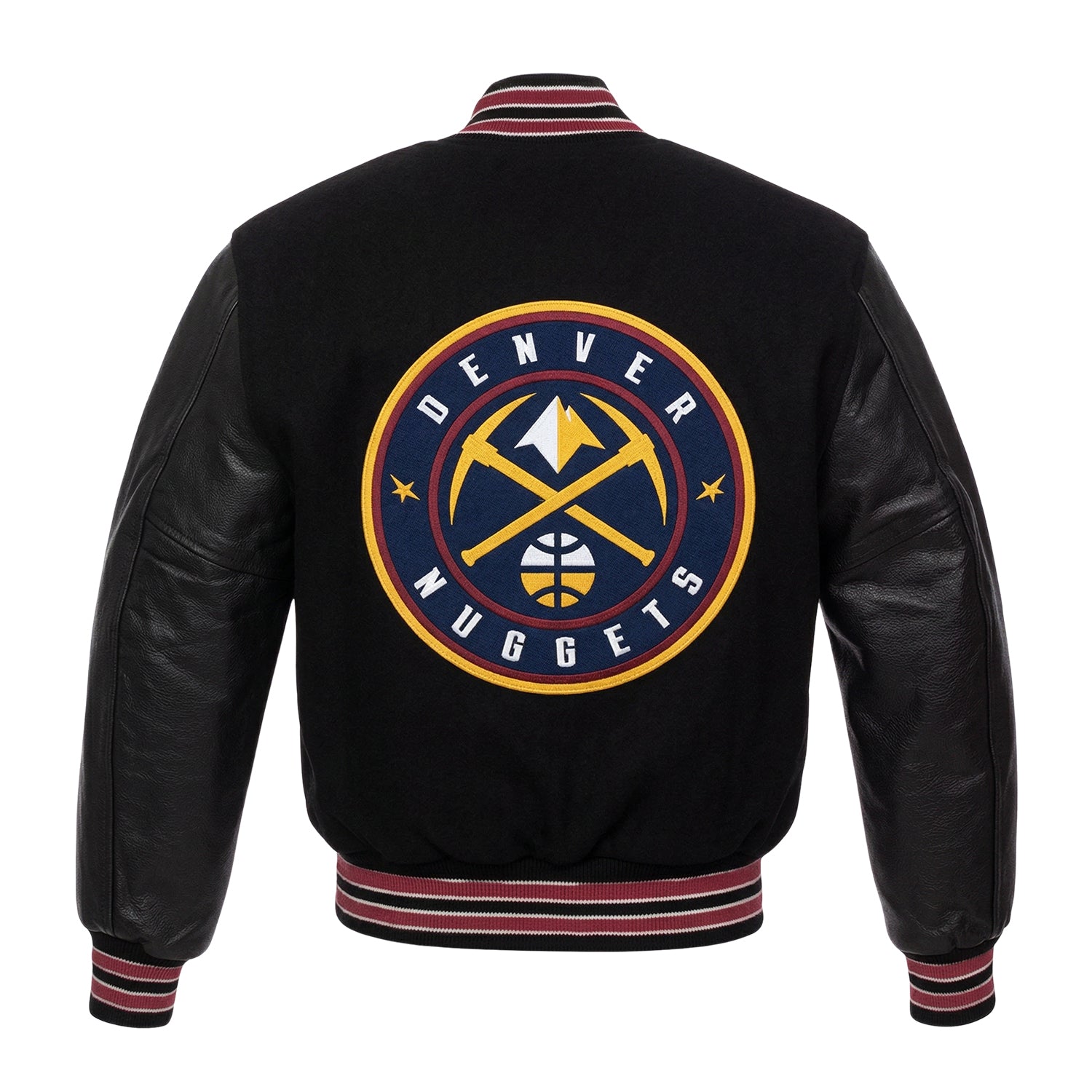 NBA Women's Denver Nuggets Black Varsity Jacket (Back)