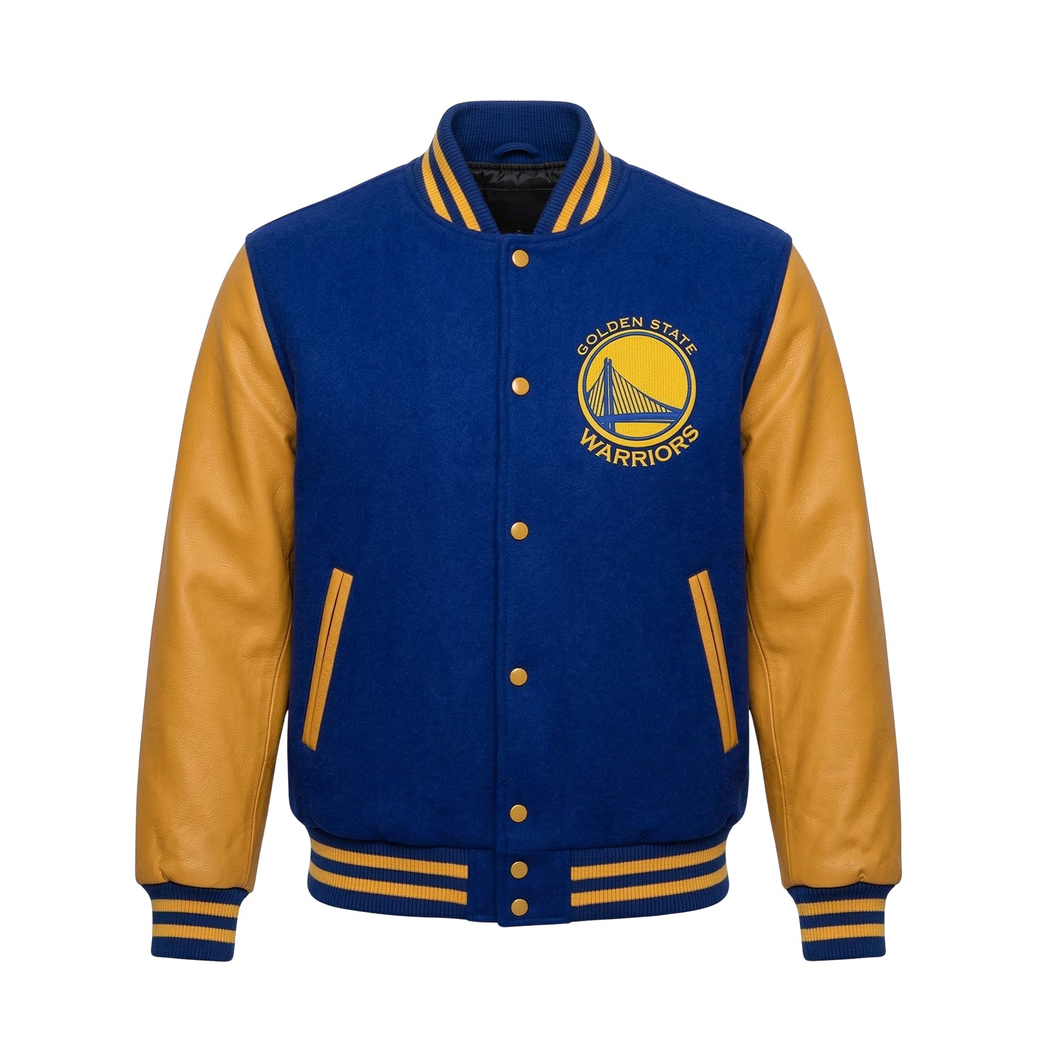 NBA Women's Golden State Warriors Blue and Yellow Varsity Jacket