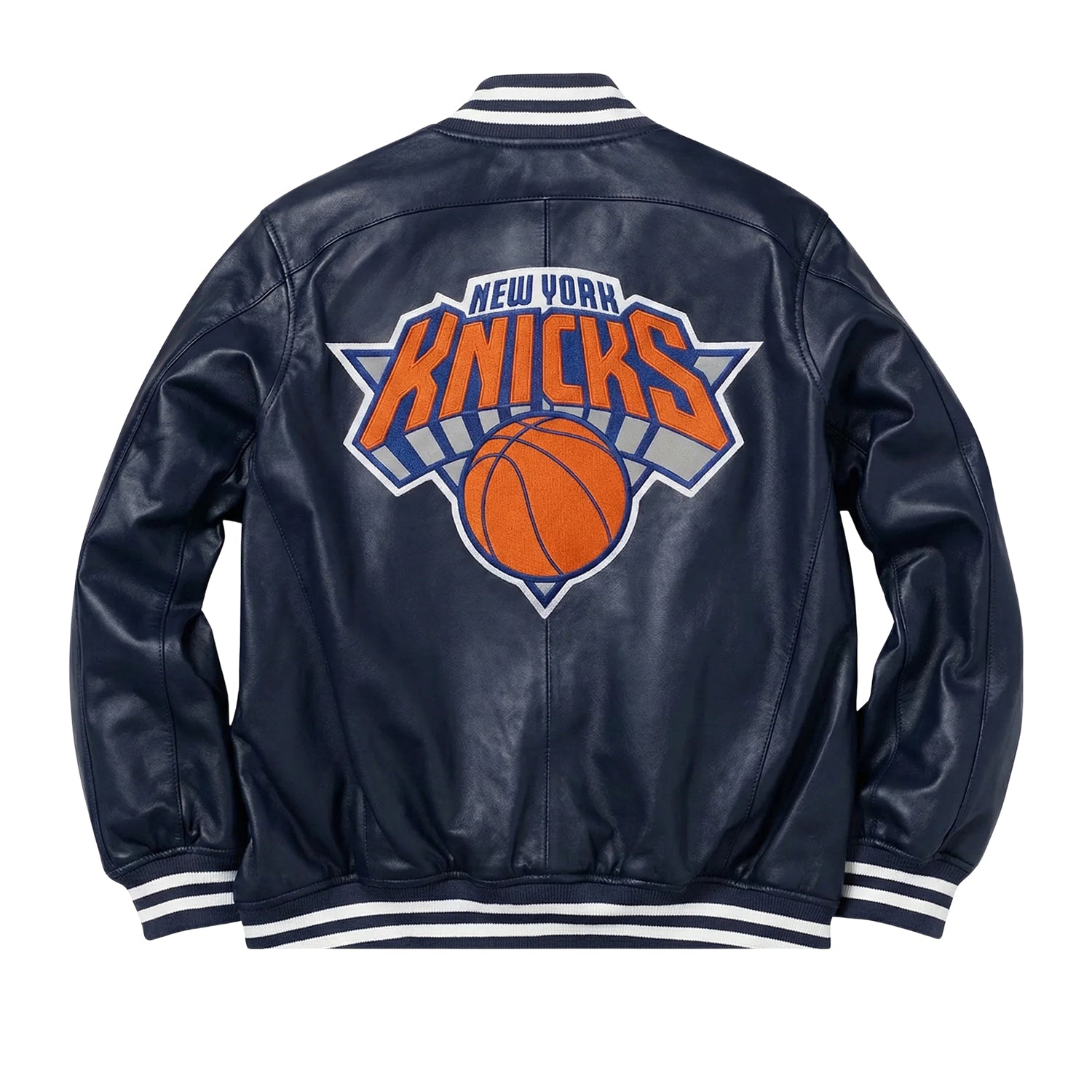 NBA Women's New York Knicks Navy Blue Varsity Jacket (Back)