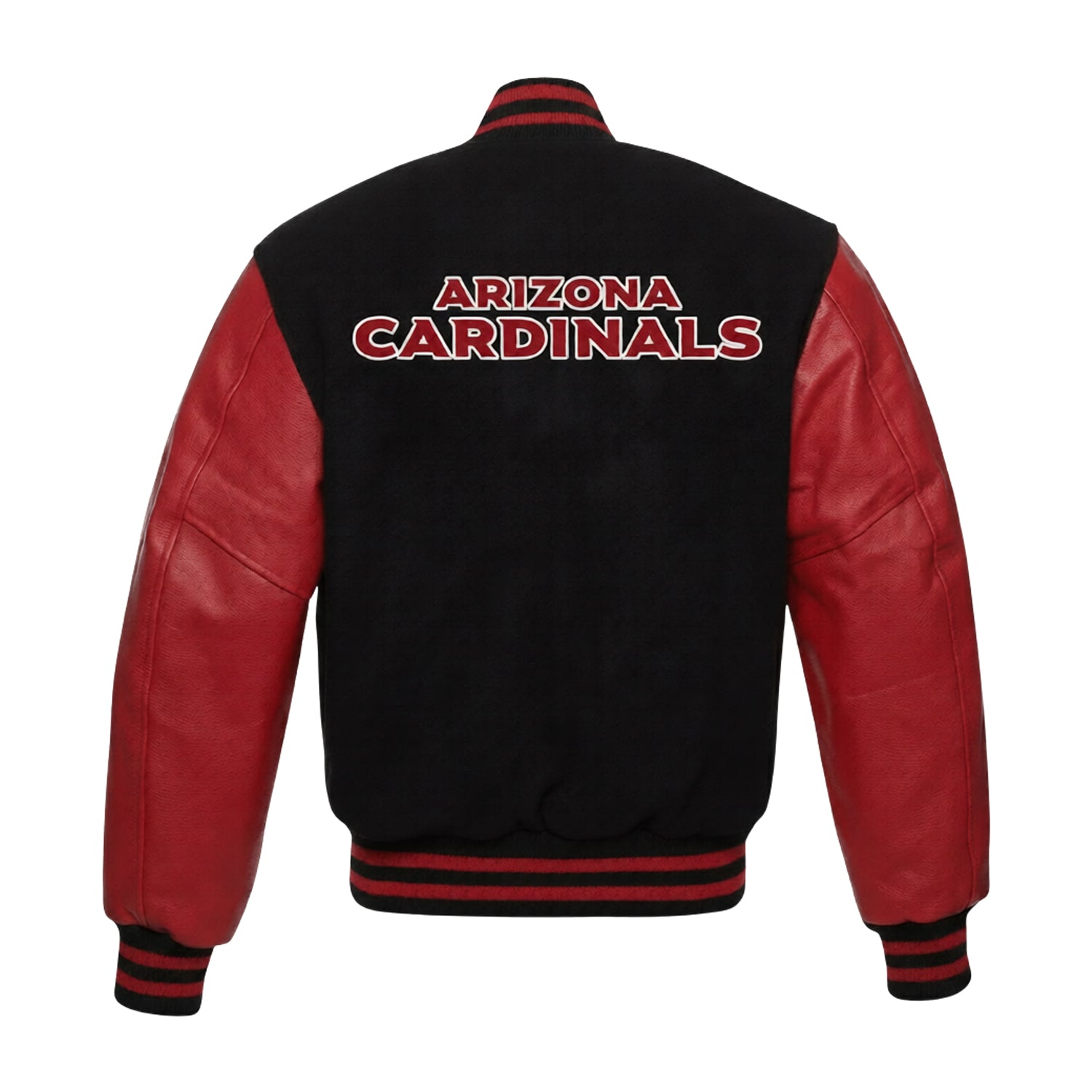 NFL Men's Arizona Cardinals Black Red Varsity Jacket (Back)