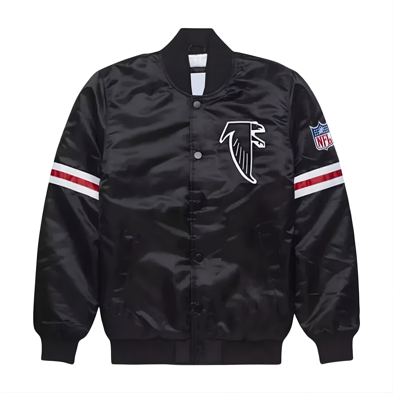 NFL Men's Atlanta Falcons Black Satin Varsity Jacket