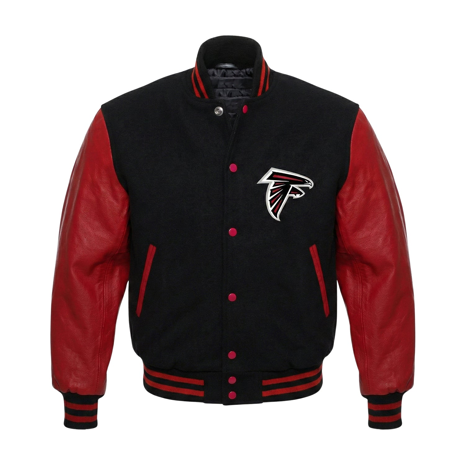 NFL Men's Atlanta Falcons Black & Red Varsity Jacket
