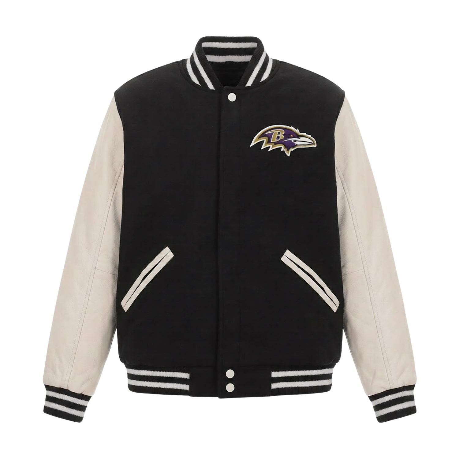 NFL Men's Baltimore Ravens Black White Varsity Jacket