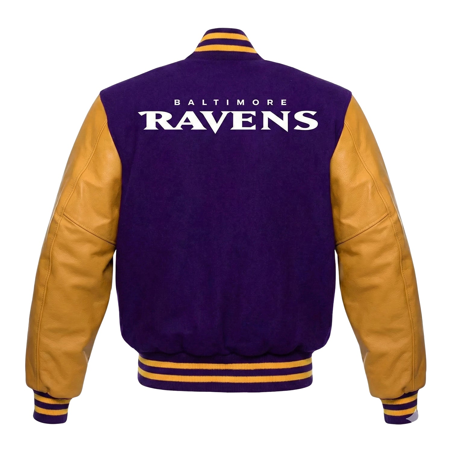 NFL Men's Baltimore Ravens Purple & Bronze Varsity Jacket (Back)