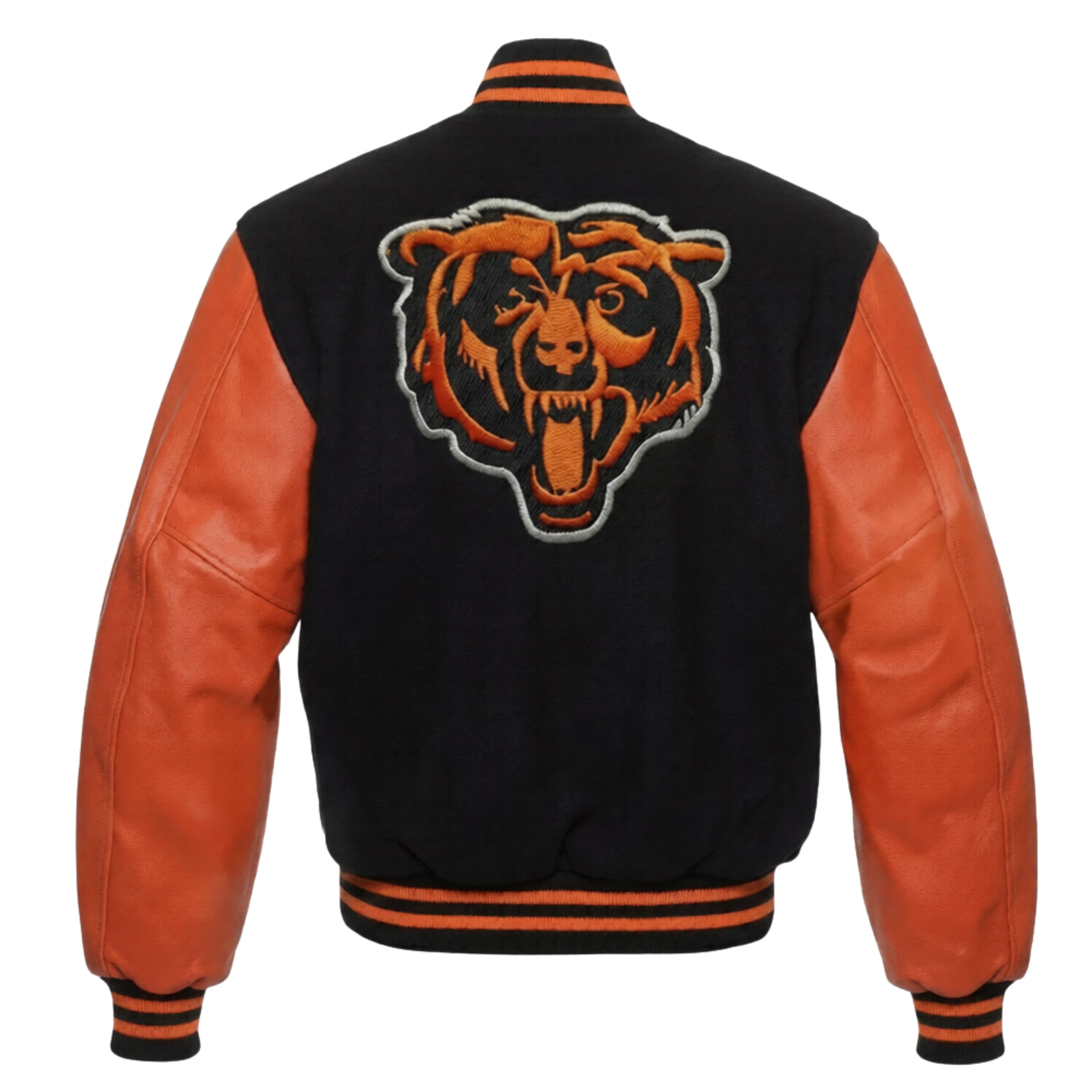 NFL Men's Chicago Bears Black & Orange Varsity Jacket (Back)