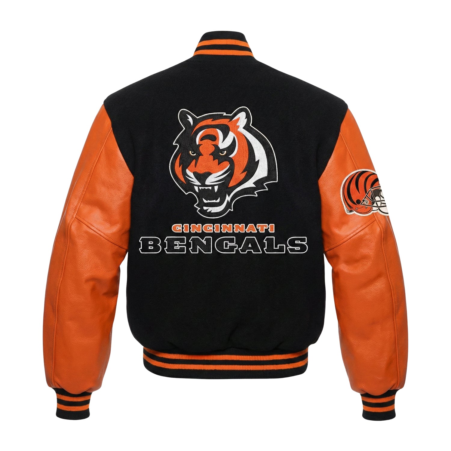 NFL Men's Cincinnati Bengals Black Orange Varsity Jacket (Back)