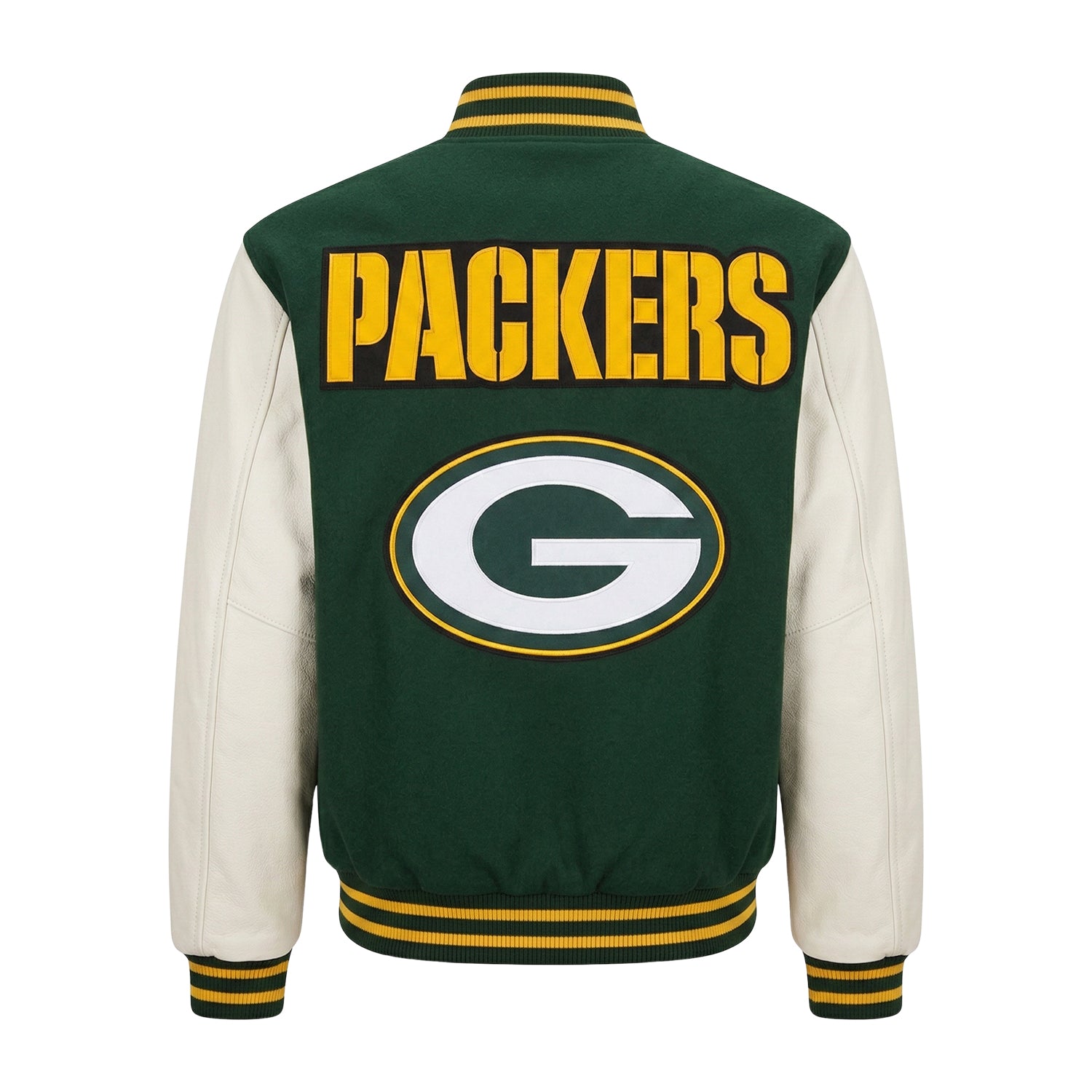 NFL Men's Green Bay Packers Green Varsity Jacket (Back)