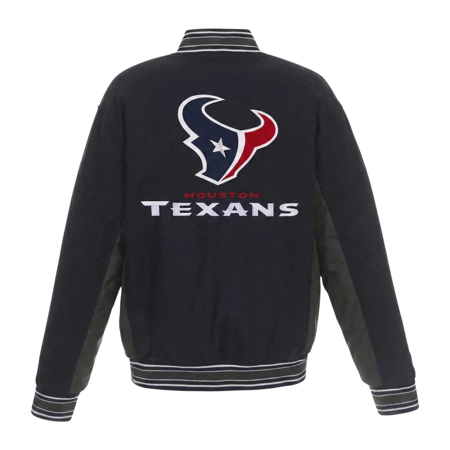 NFL Men's Houston Texans Charcoal Navy Varsity Jacket (Black)