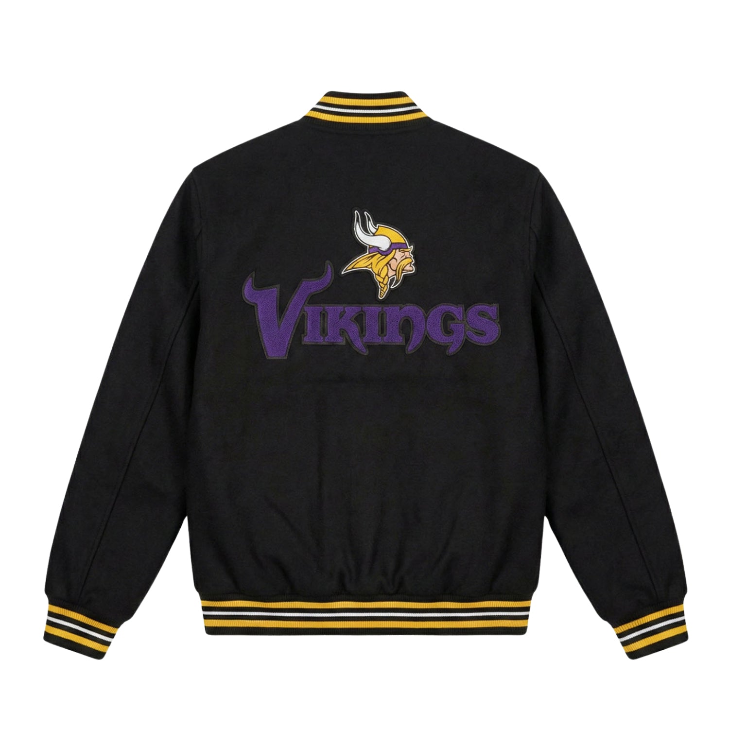 NFL Men's Minnesota Vikings Black Varsity Jacket (Back)