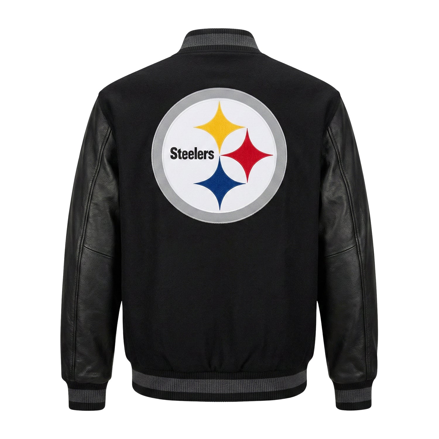 NFL Men's Pittsburgh Steelers Black Varsity Jacket (Back)