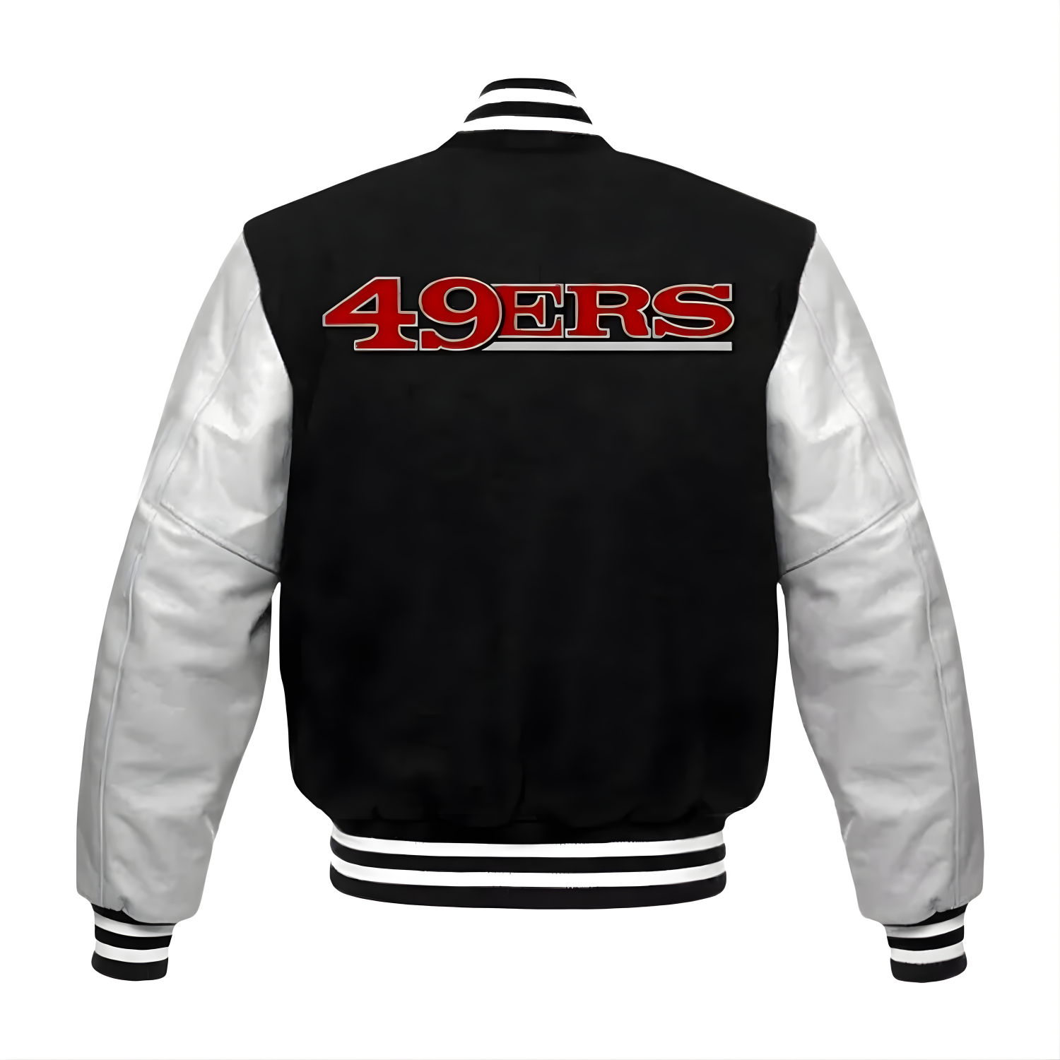 NFL Men's San Francisco 49ers Black & White Varsity Jacket (Back)