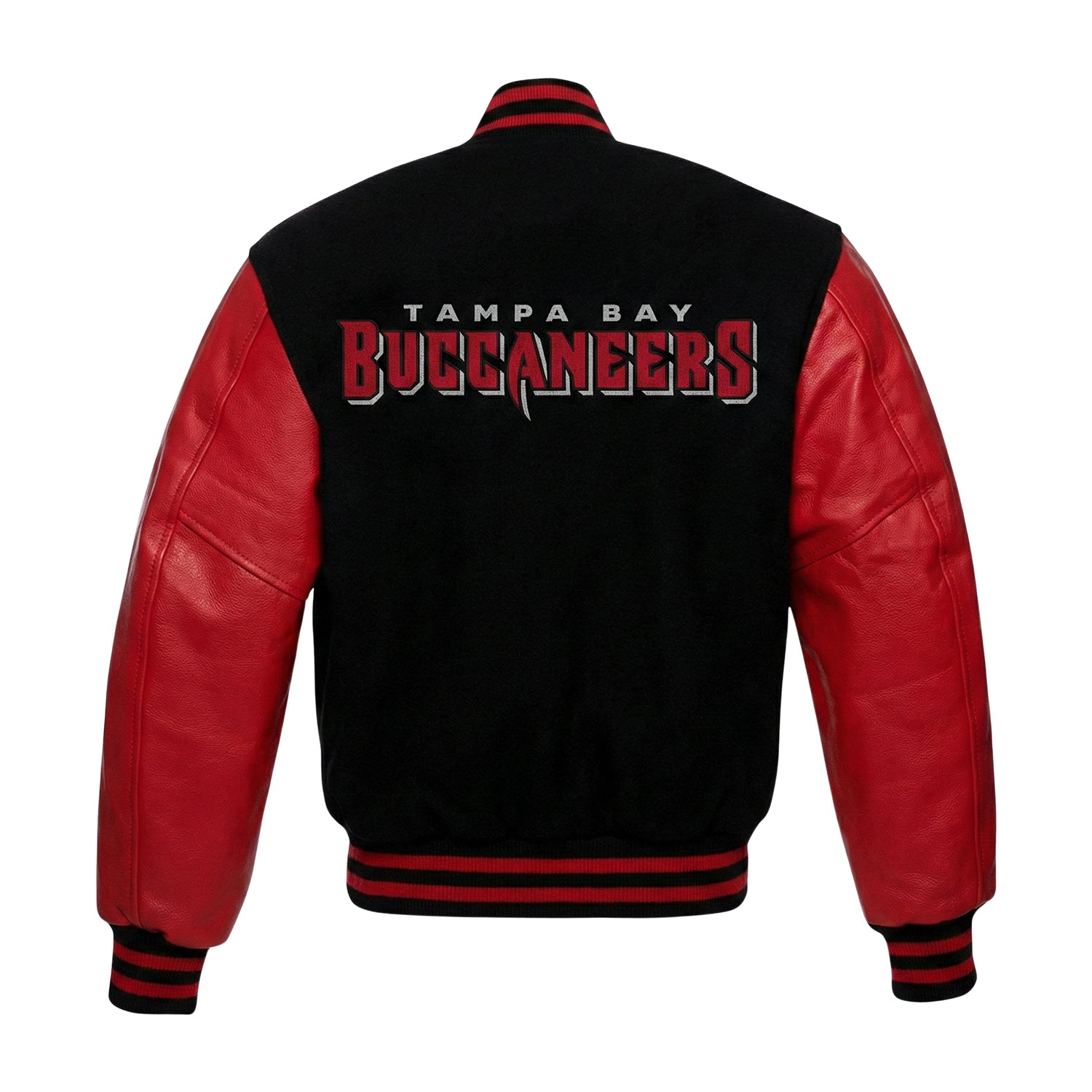 NFL Men's Tampa Bay Buccaneers Black & Red Varsity Jacket (Back)
