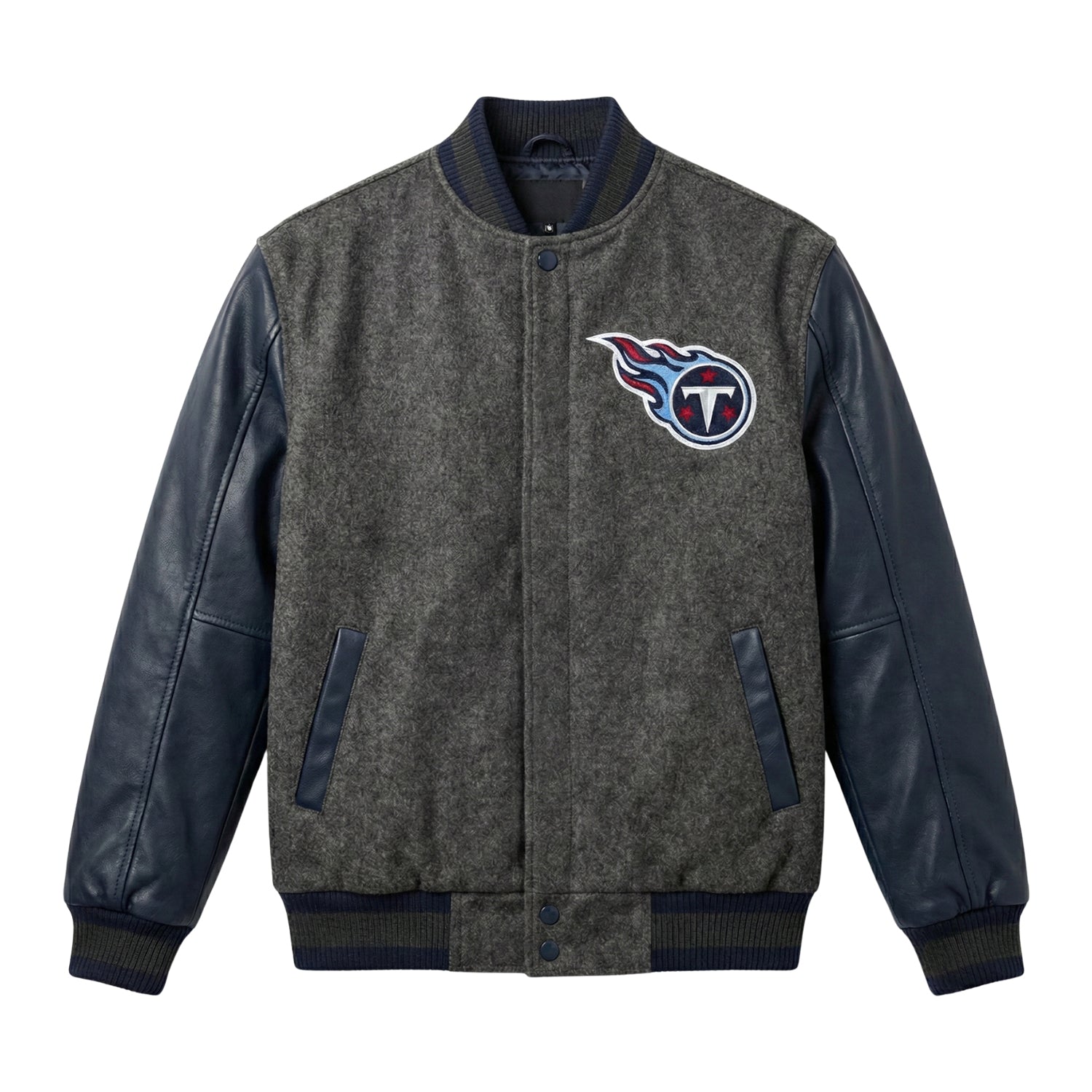 NFL Men's Tennessee Titans Charcoal Navy Varsity Jacket